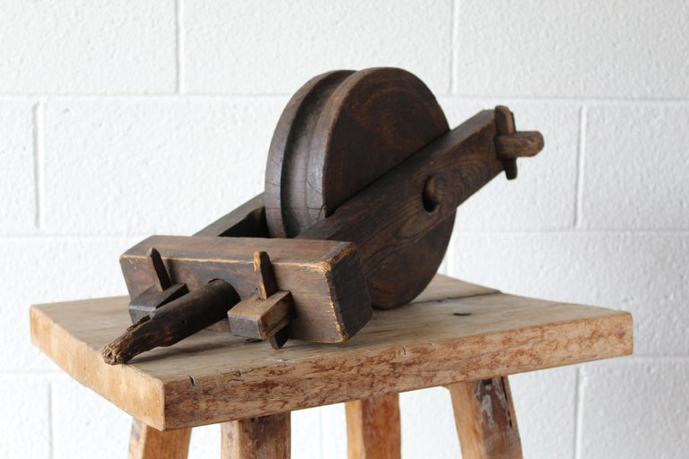 Antique Wood Pulley For Sale at 1stDibs