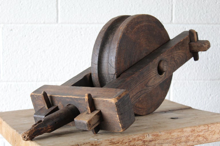 Antique Wood Pulley For Sale at 1stDibs