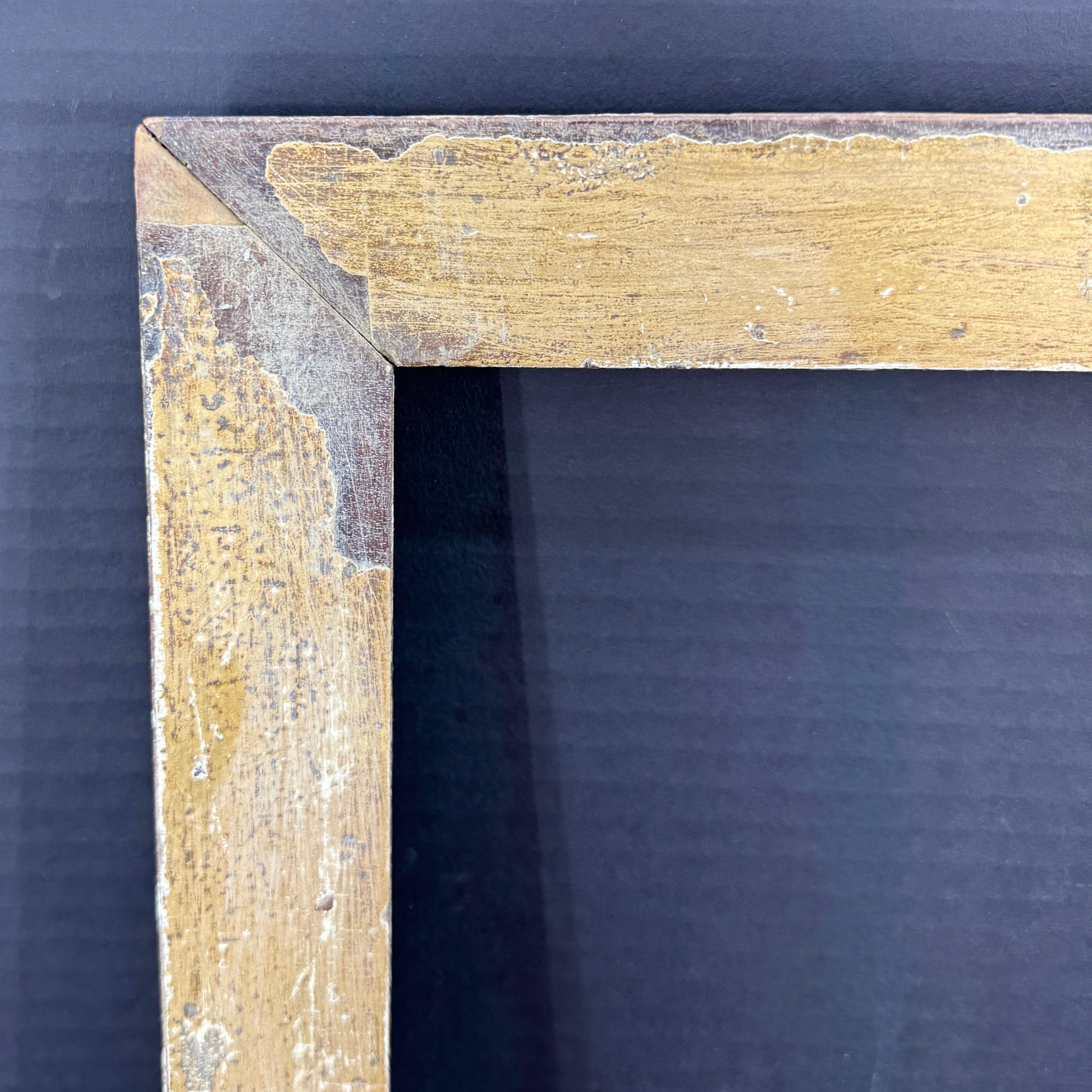 Antique Wood Rectangular Gold Gilt Art Frame For Sale 5
