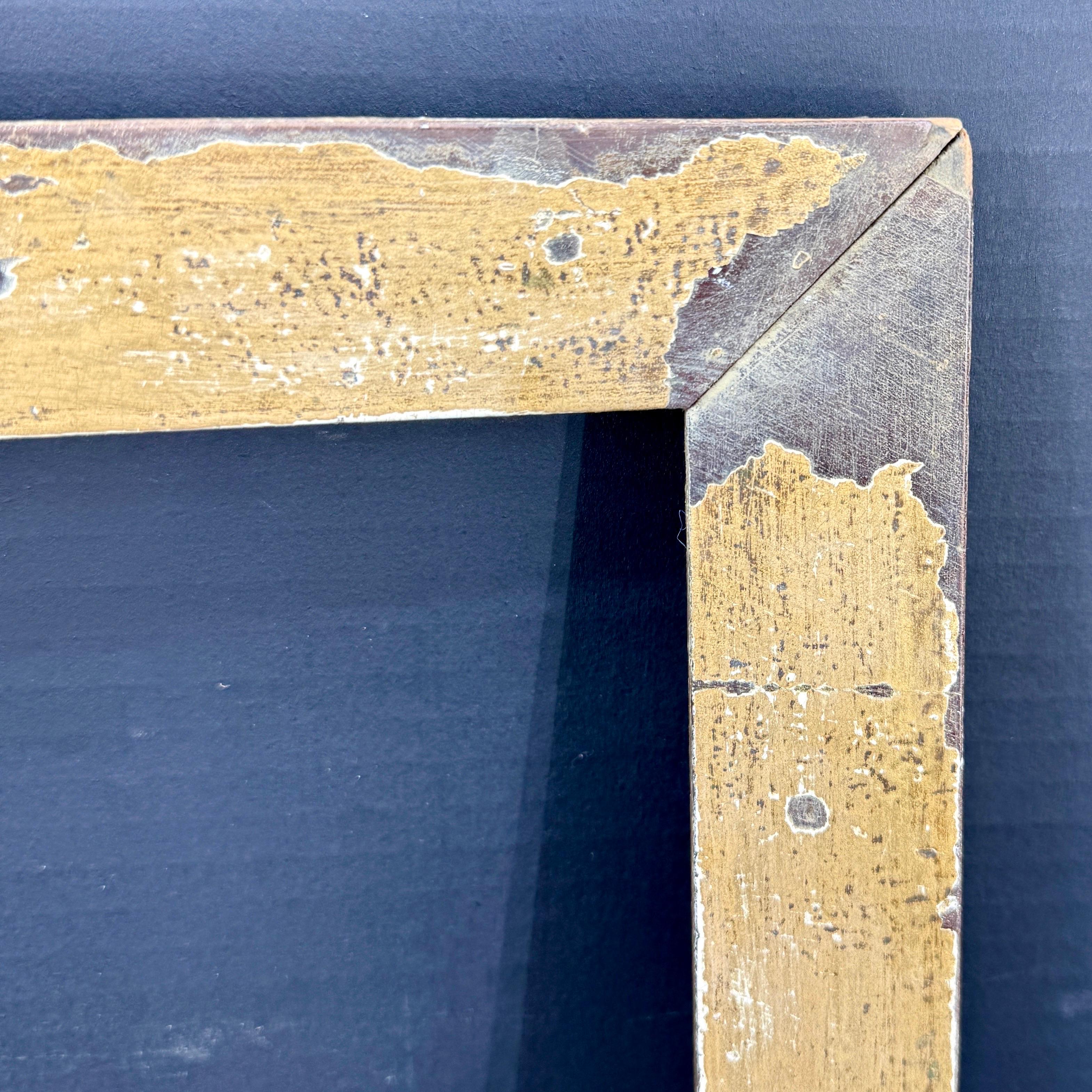 Antique Wood Rectangular Gold Gilt Art Frame For Sale 6