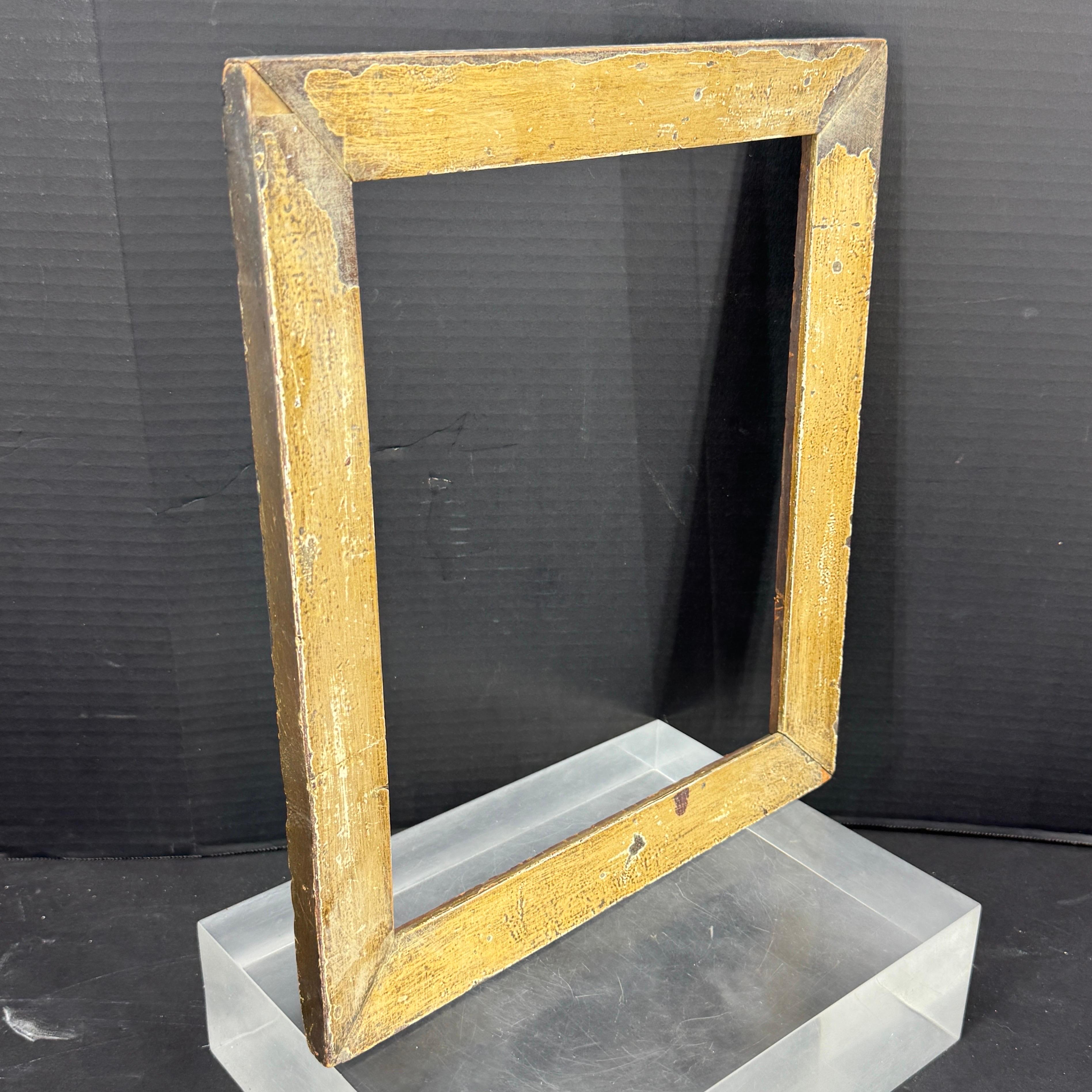 French Provincial Antique Wood Rectangular Gold Gilt Art Frame For Sale