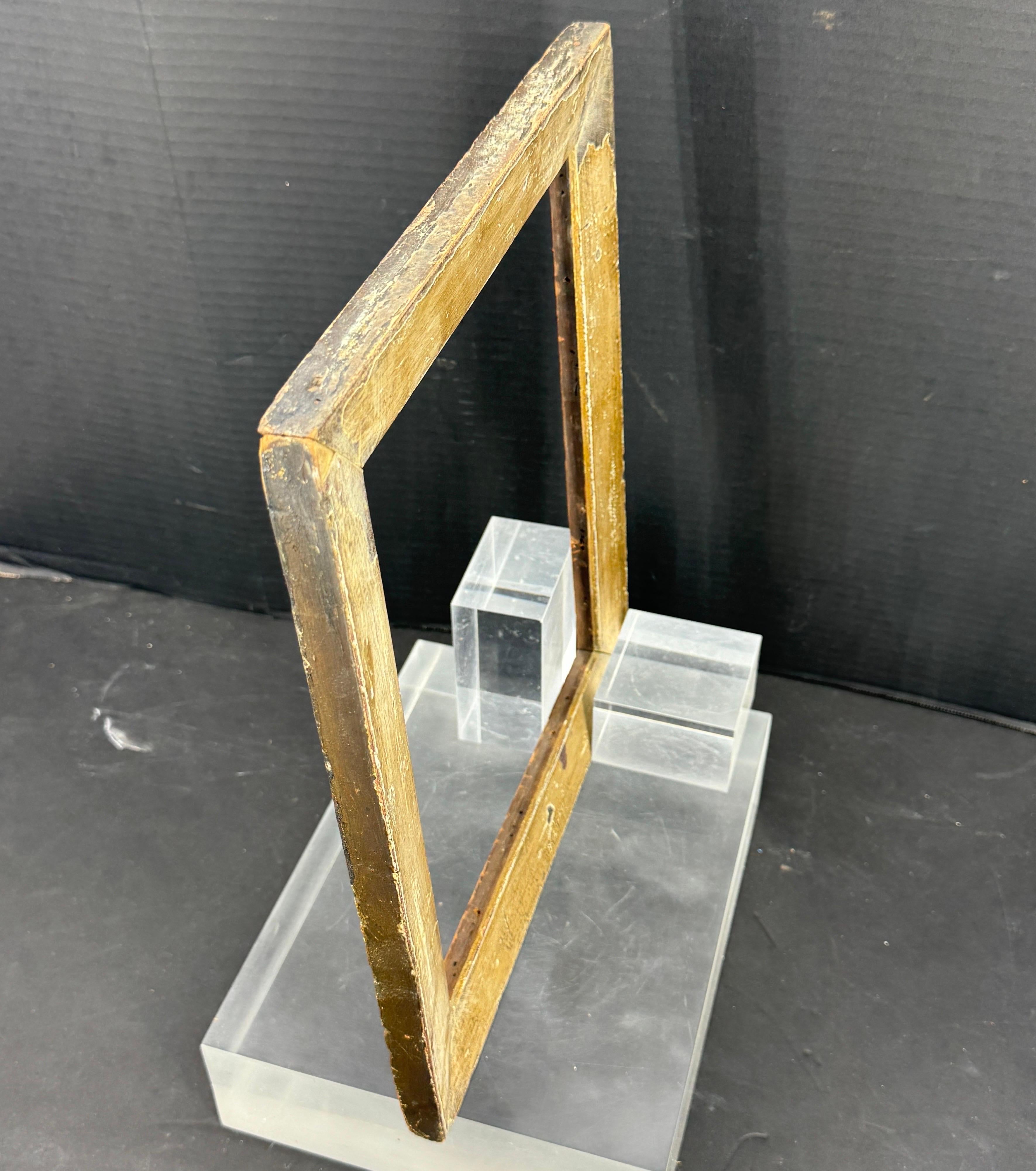 European Antique Wood Rectangular Gold Gilt Art Frame For Sale