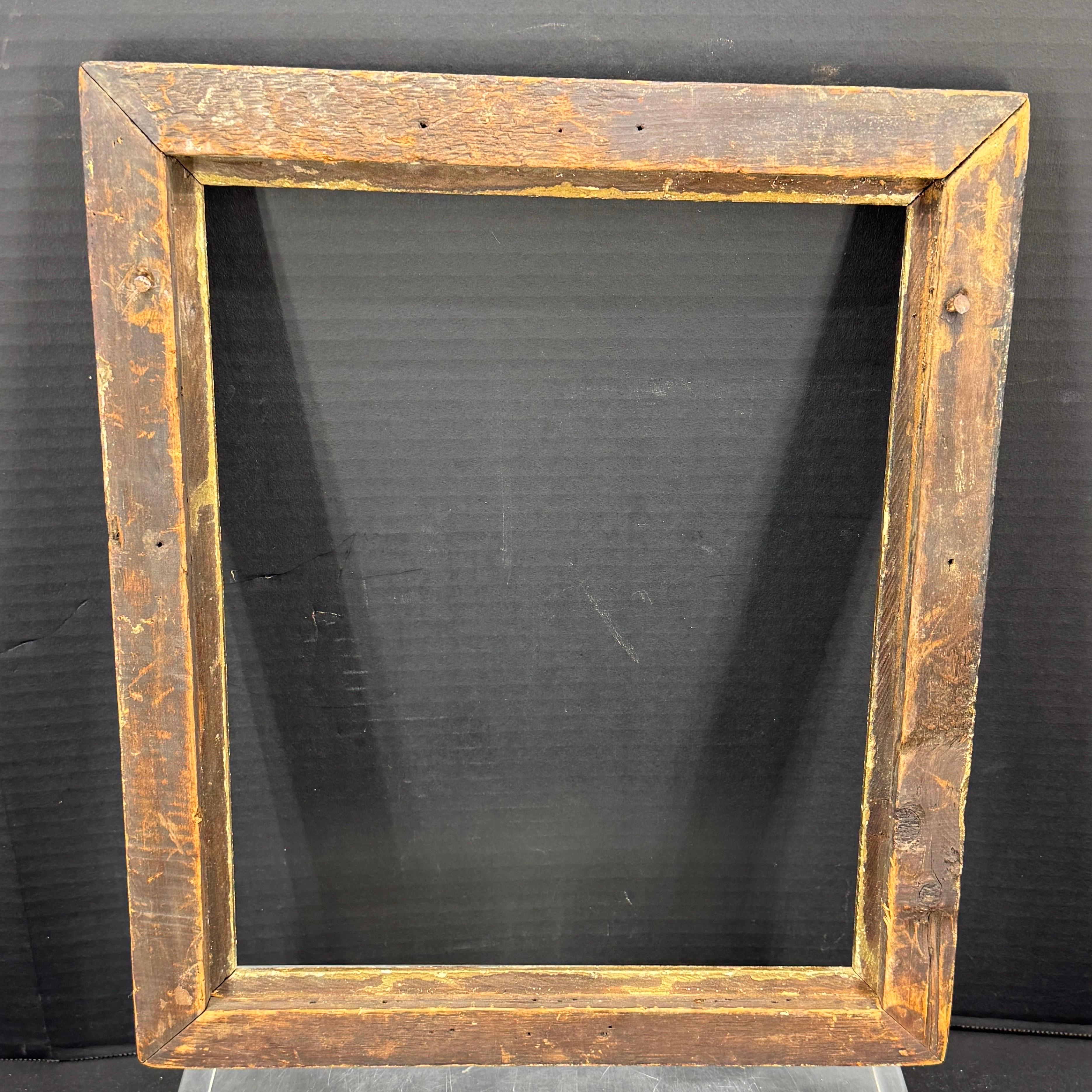 20th Century Antique Wood Rectangular Gold Gilt Art Frame For Sale
