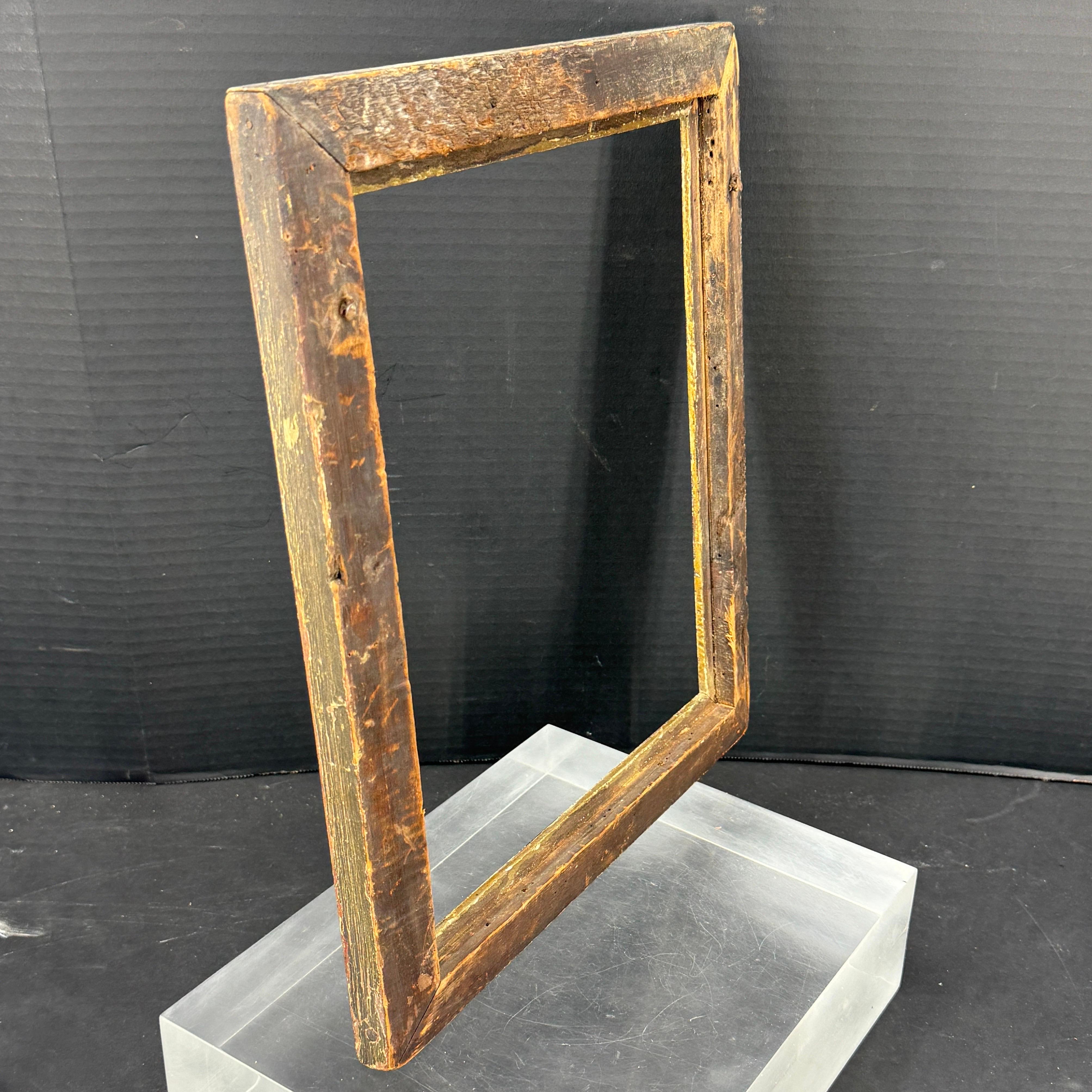 Antique Wood Rectangular Gold Gilt Art Frame For Sale 1