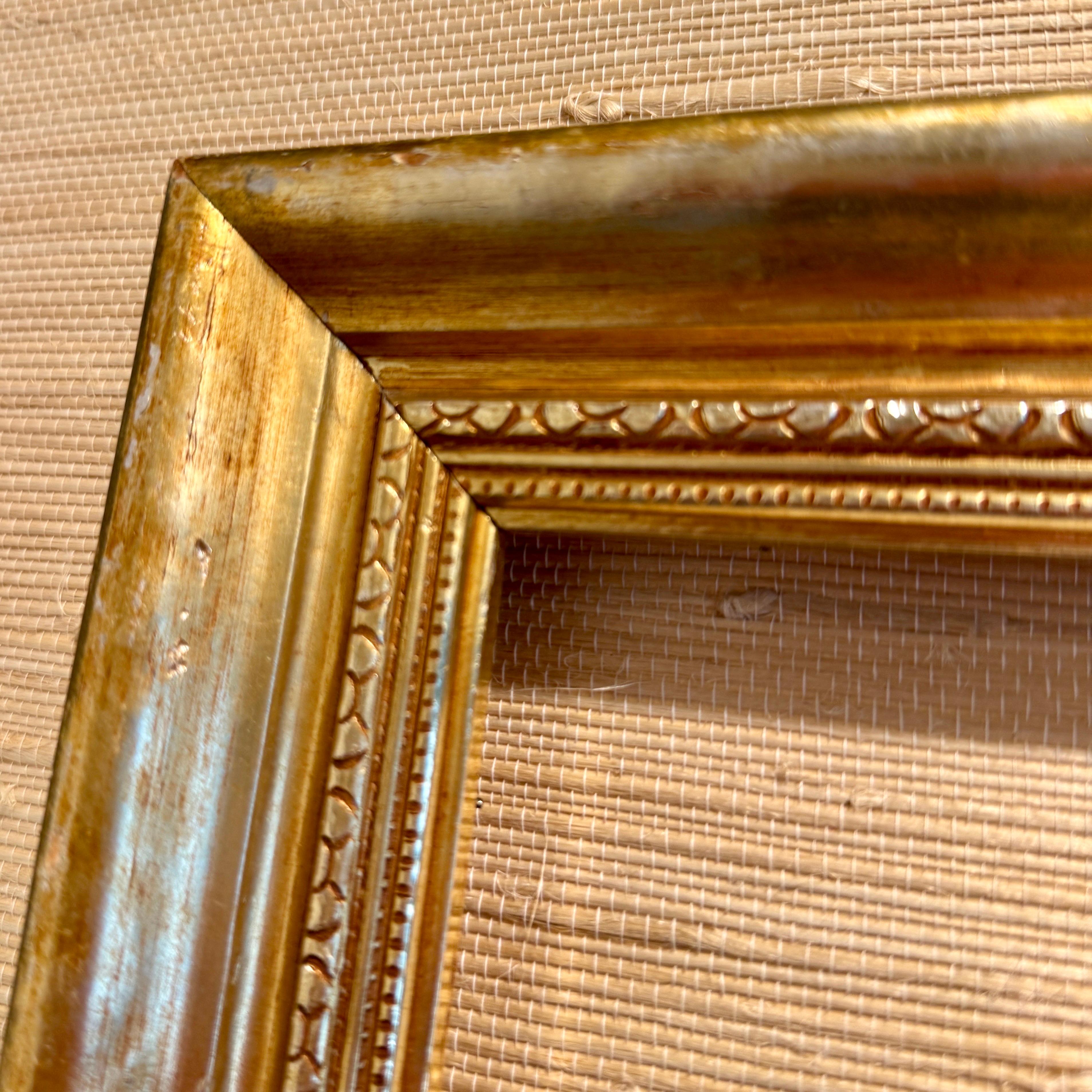 Marco de Arte Antiguo de Madera Rectangular Dorado y Plateado en venta 7