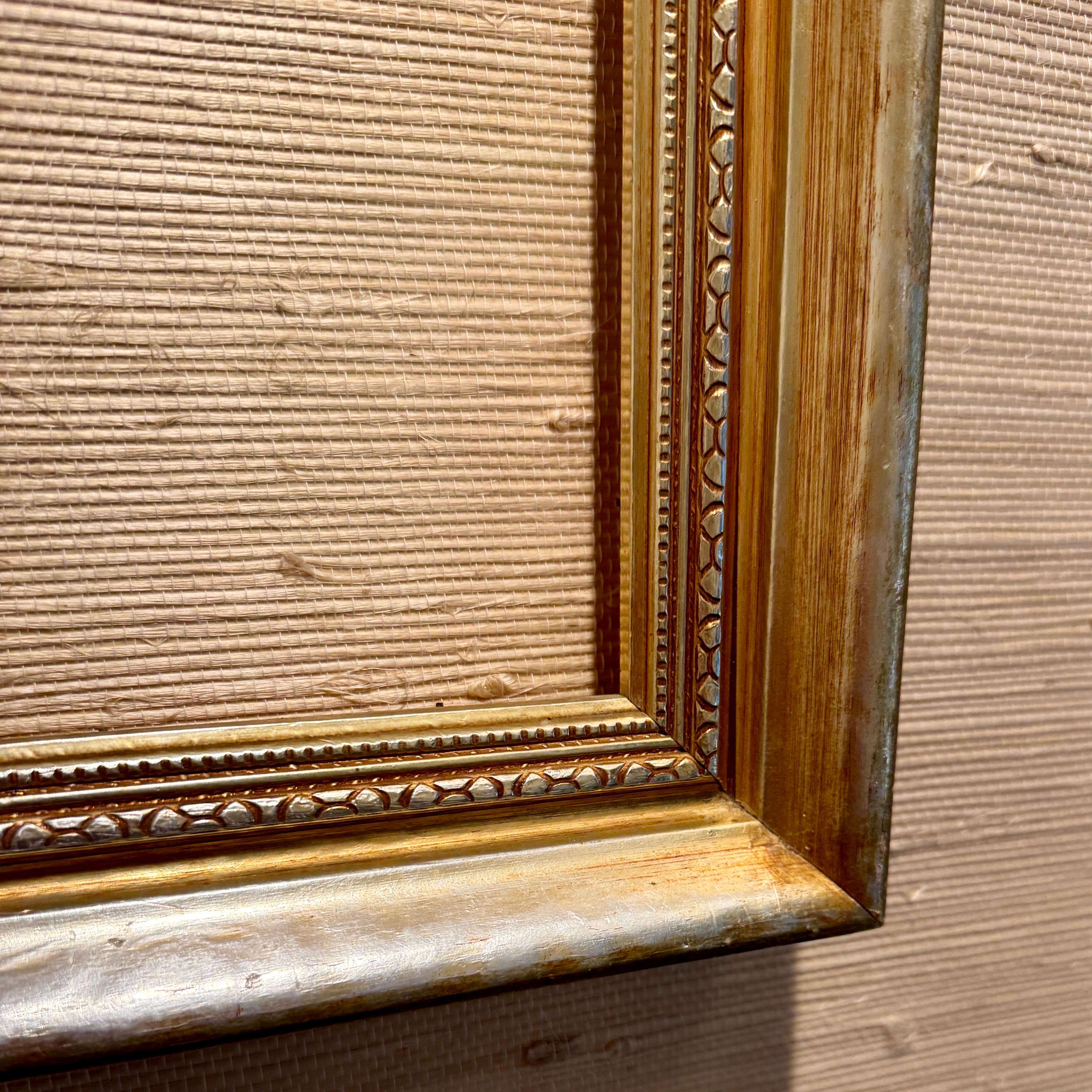 Marco de Arte Antiguo de Madera Rectangular Dorado y Plateado en venta 8