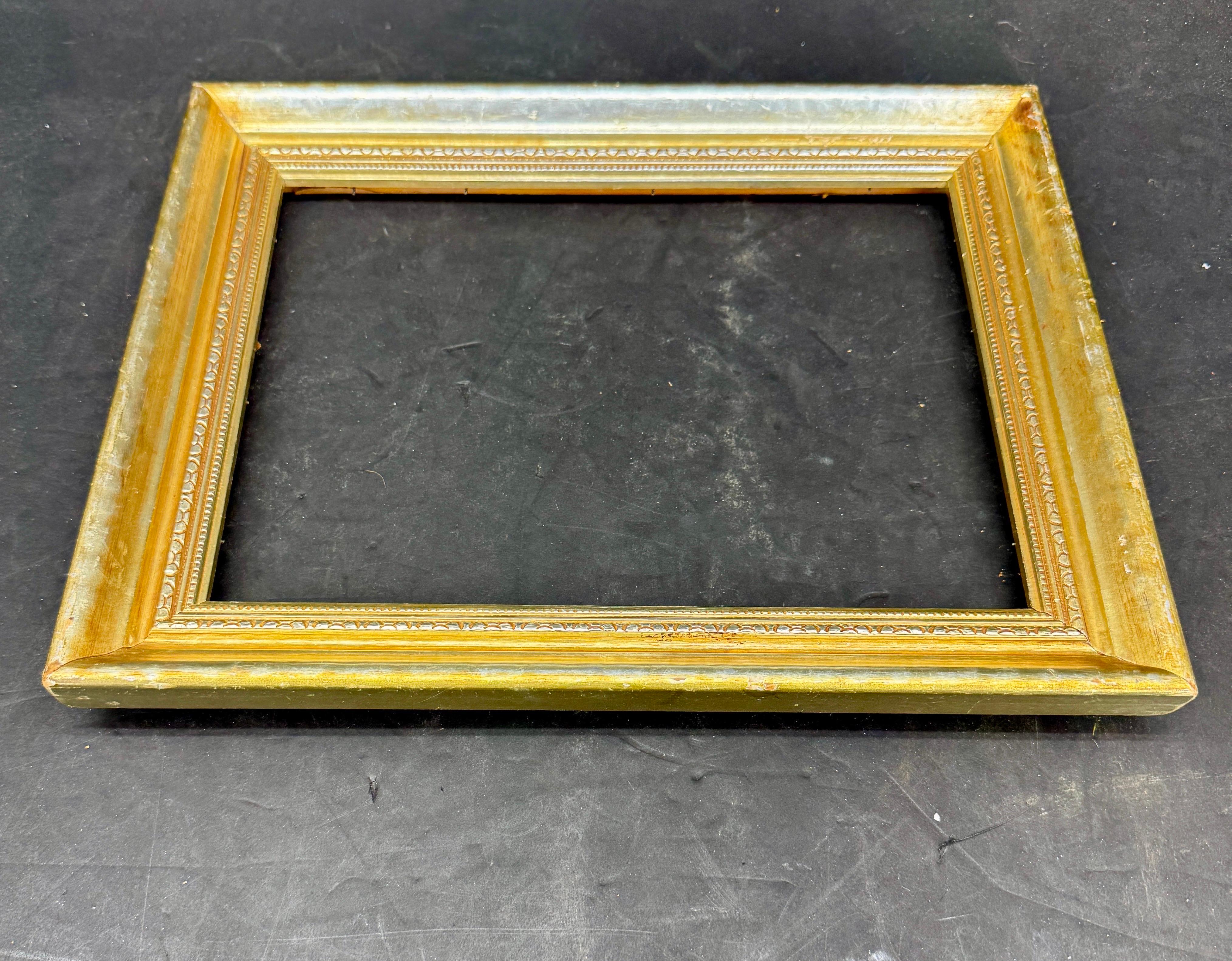 Marco de Arte Antiguo de Madera Rectangular Dorado y Plateado Provincial francés en venta