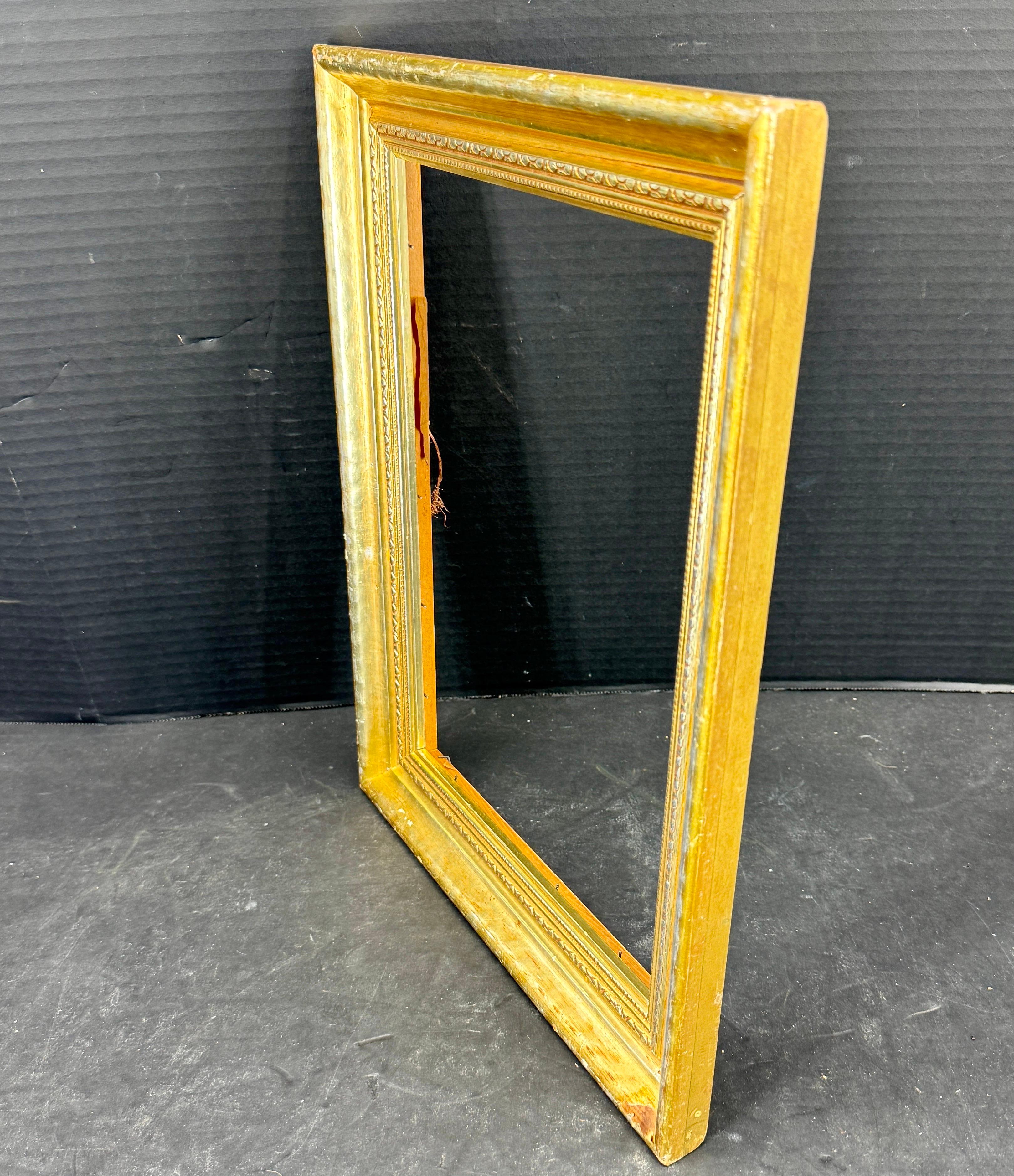 Marco de Arte Antiguo de Madera Rectangular Dorado y Plateado en Bueno estado para la venta en Haddonfield, NJ