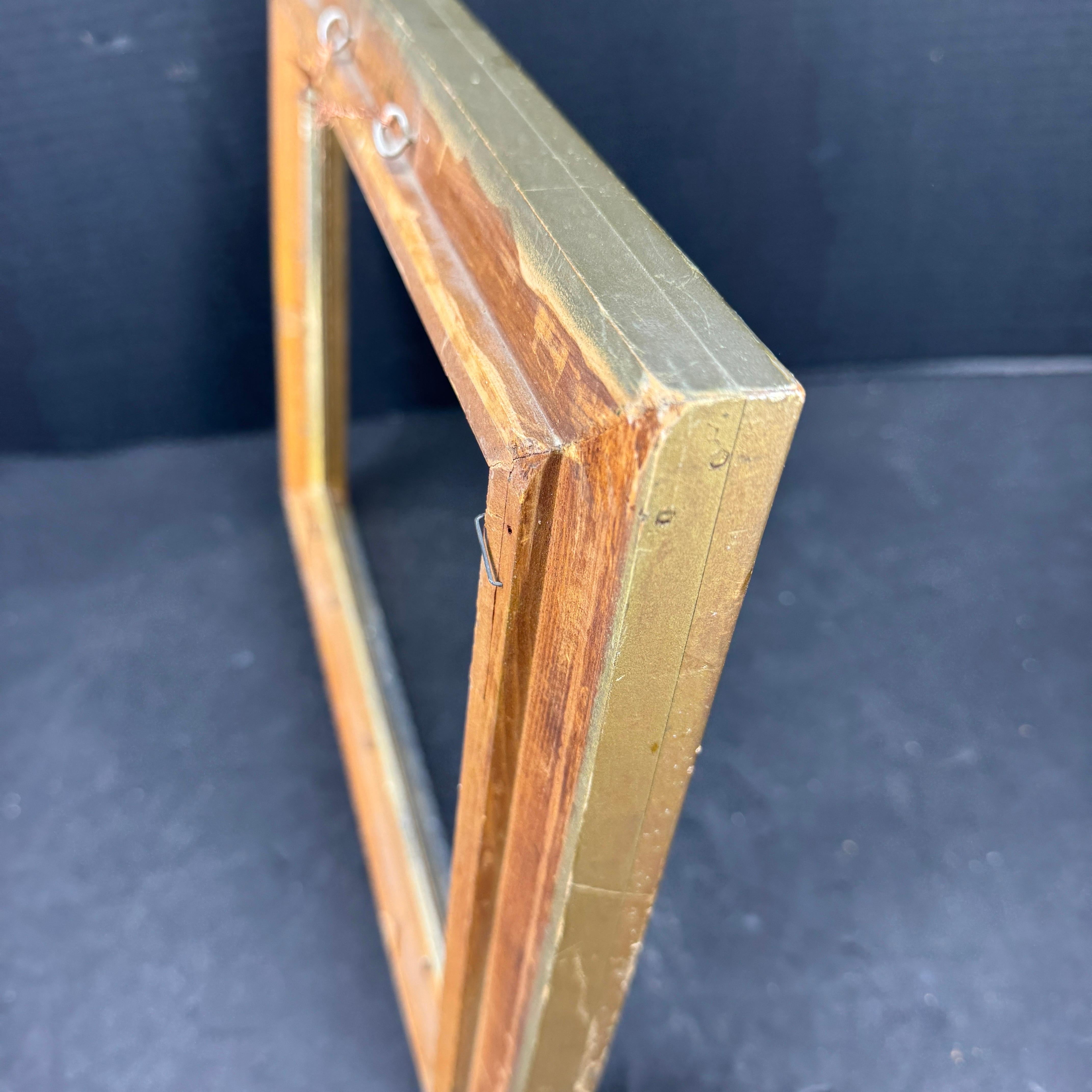 Marco de Arte Antiguo de Madera Rectangular Dorado y Plateado en venta 2