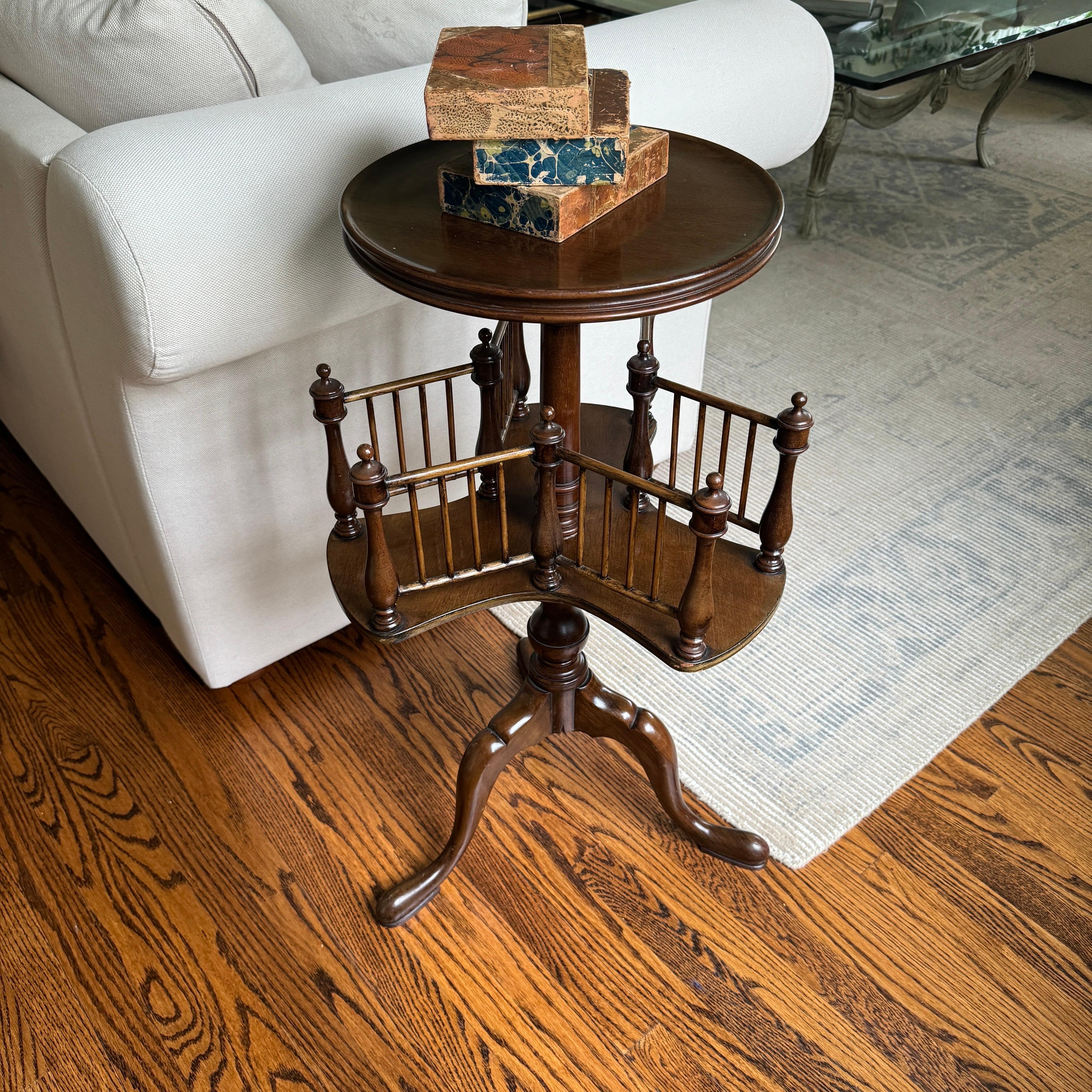 20th Century Antique Wood Revolving Book Stand Side Table