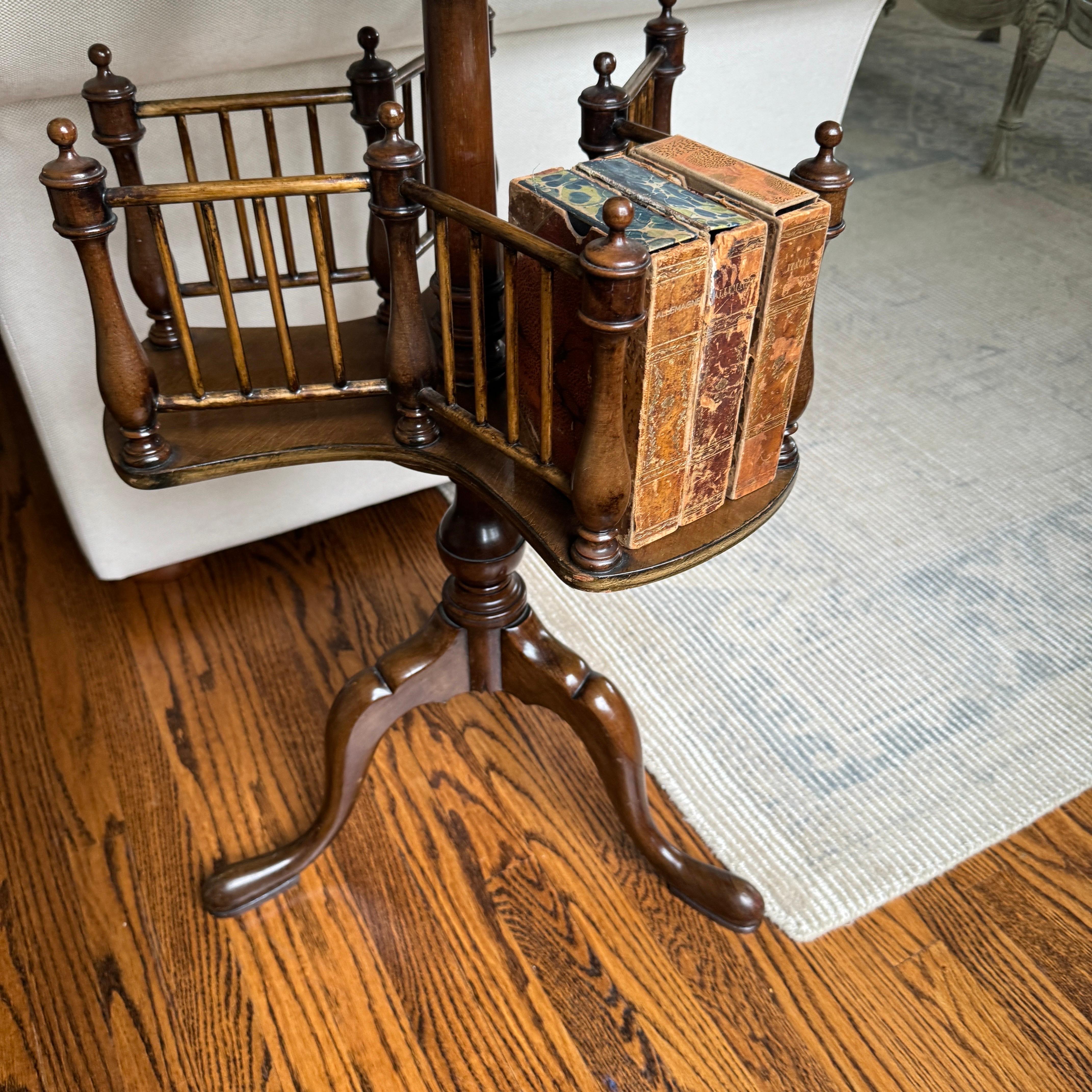 Antique Wood Revolving Book Stand Side Table 1