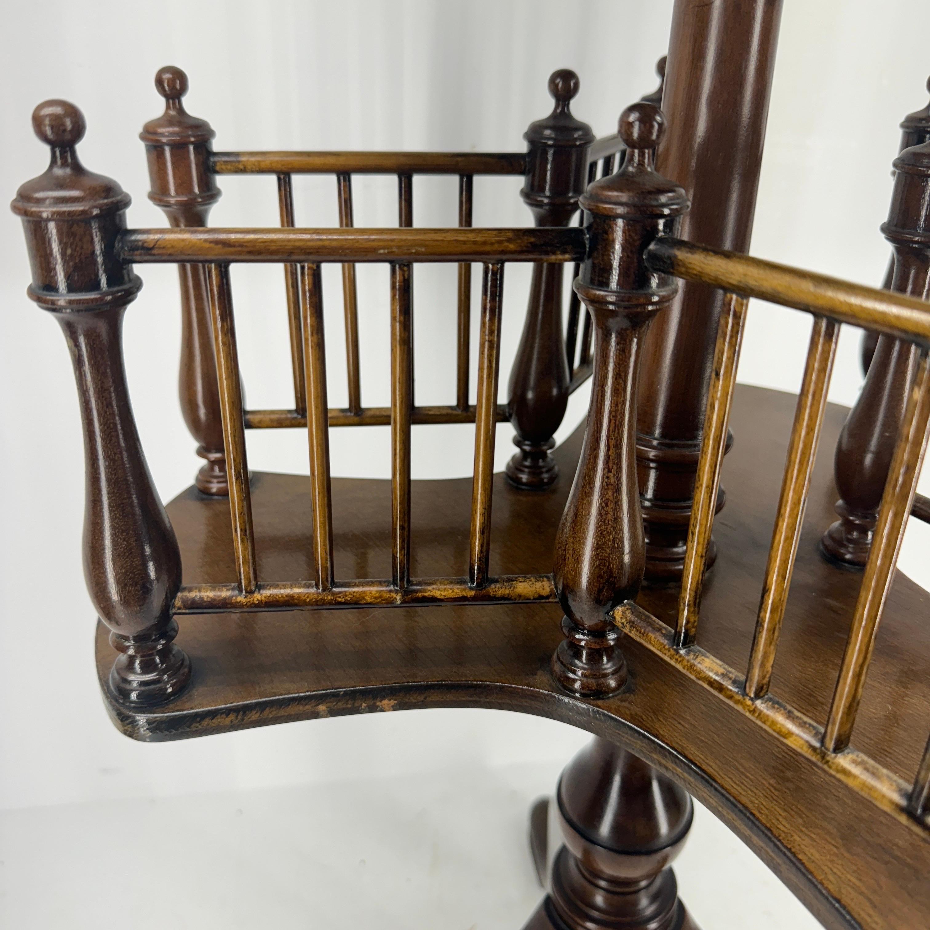 Antique Wood Revolving Book Stand Side Table 4