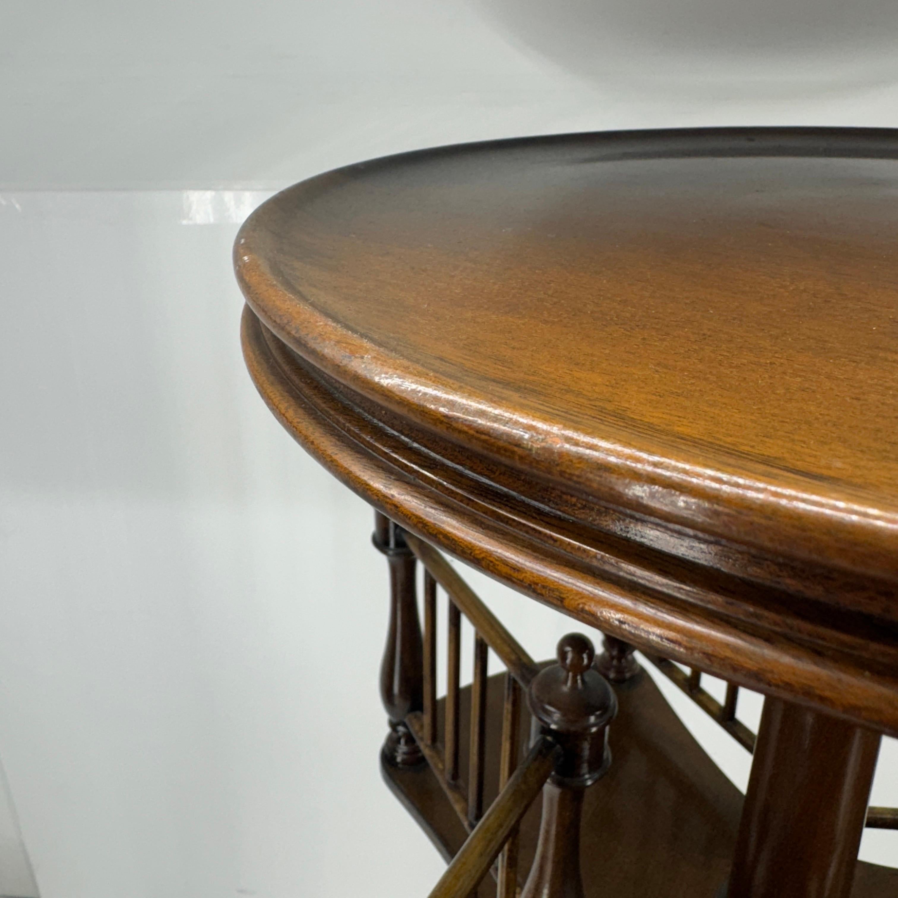 Antique Wood Revolving Book Stand Side Table 6