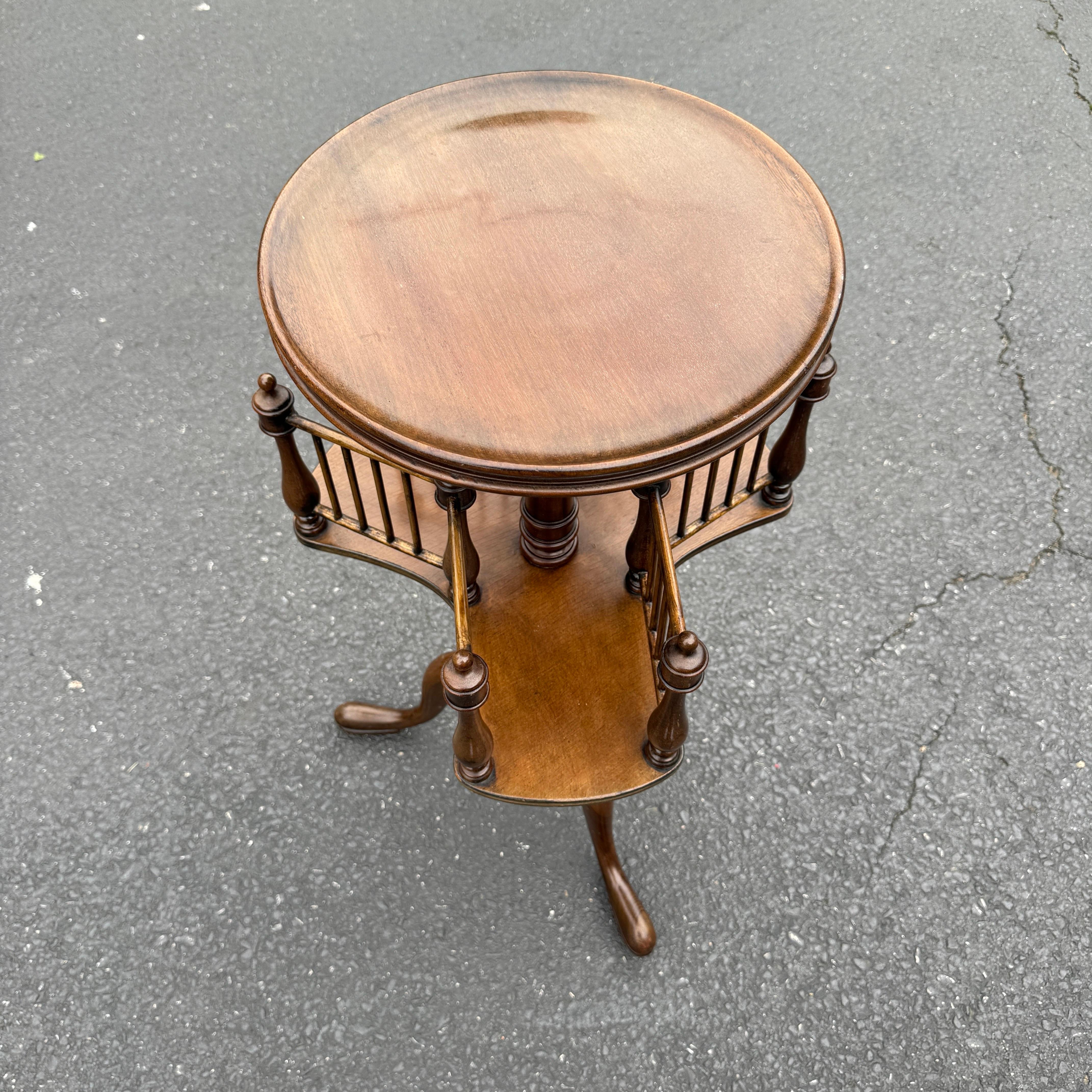 Victorian Antique Wood Revolving Book Stand Side Table