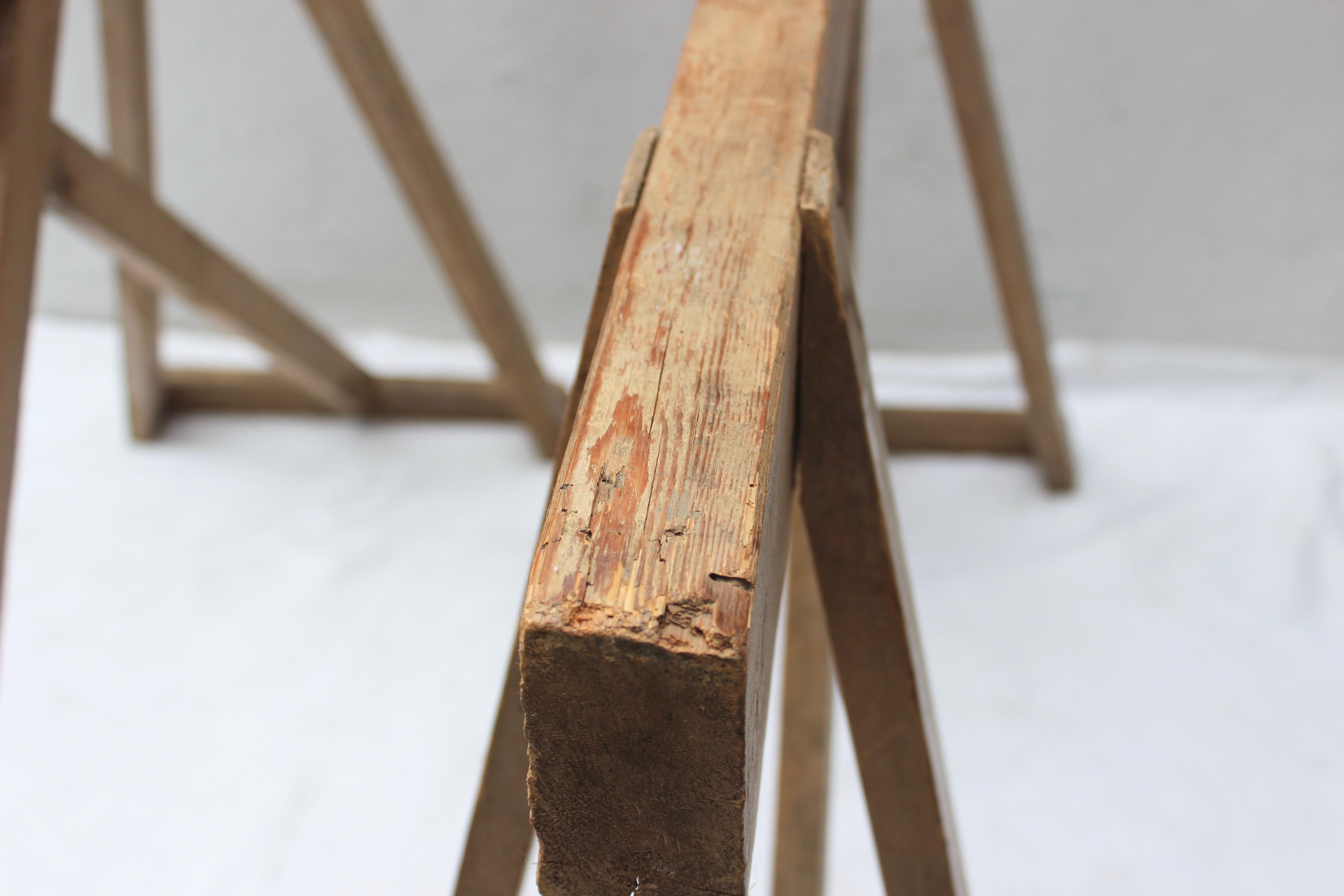 19th Century Antique Wood Saw Horse Table Bases