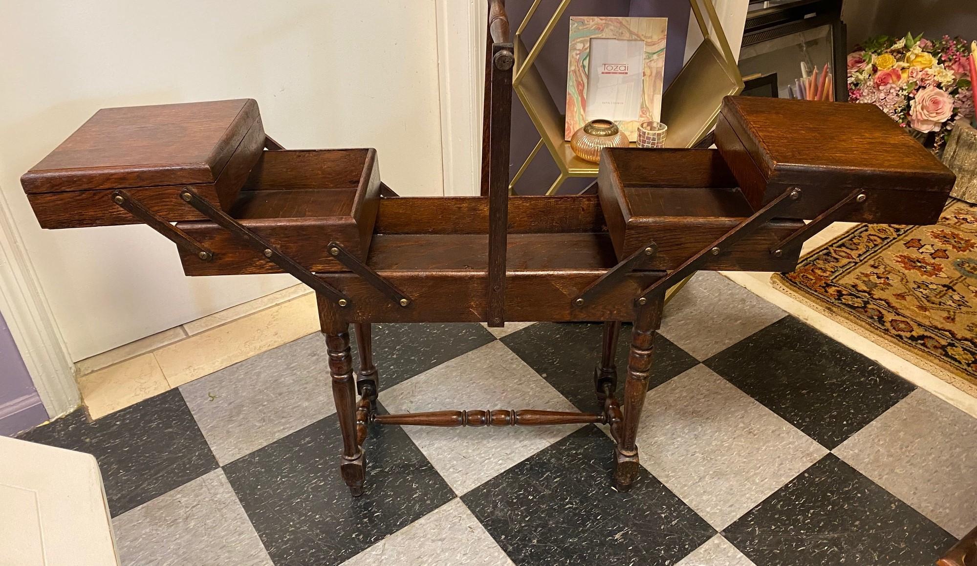 Antique Wood Sewing Cart 1