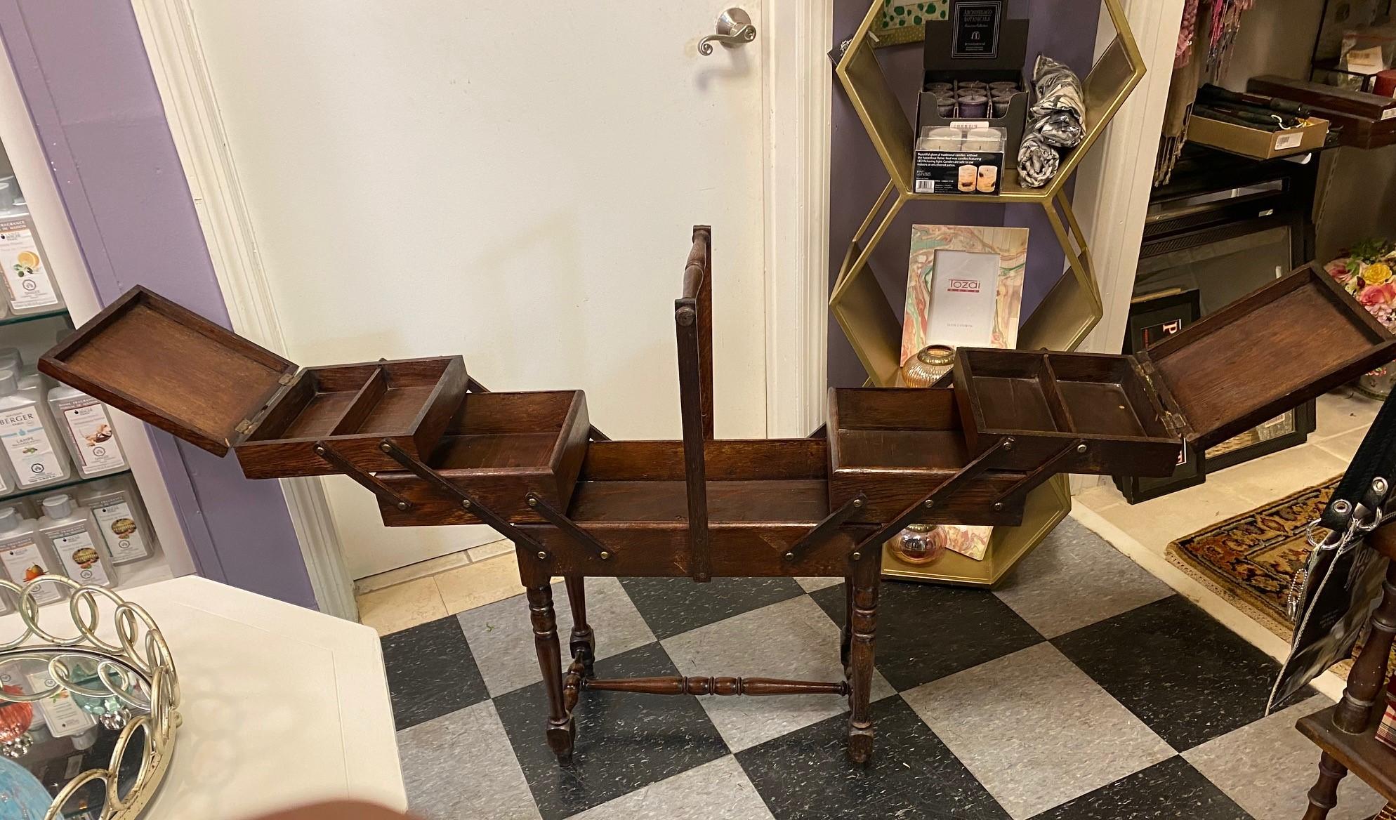 Antique Wood Sewing Cart 2
