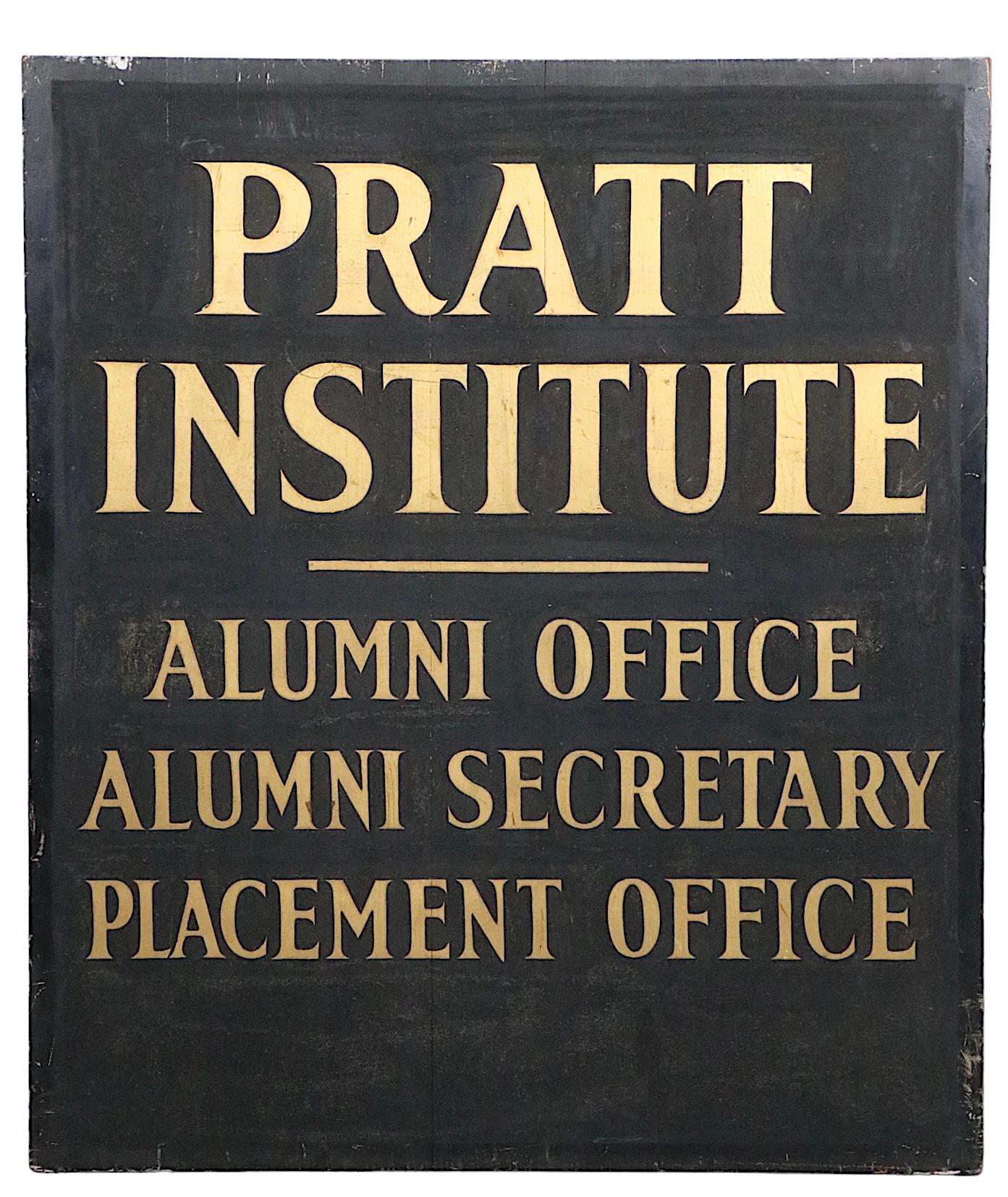 Antique Wood Sign From Pratt Institute For Sale 2