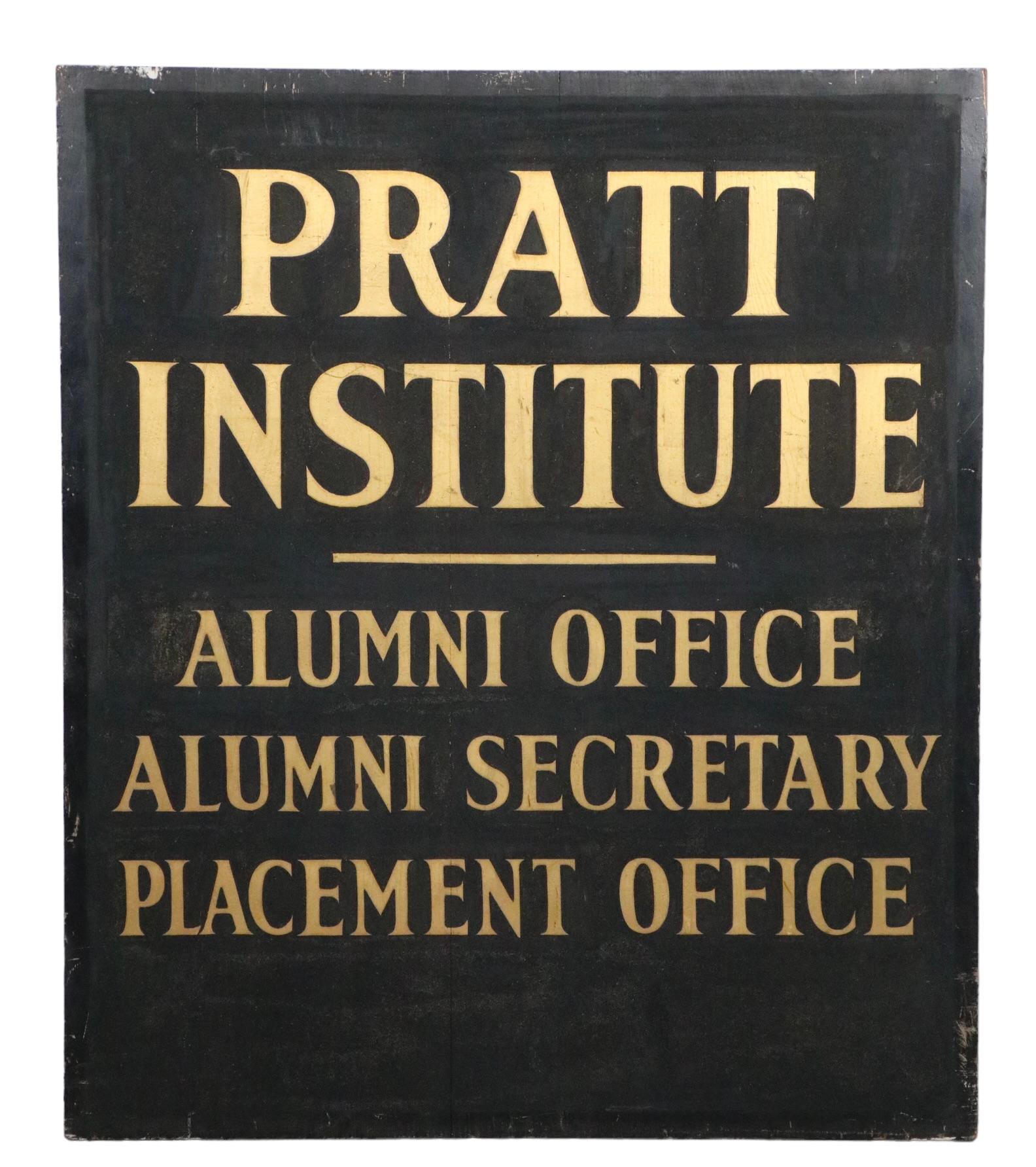 20th Century Antique Wood Sign From Pratt Institute For Sale