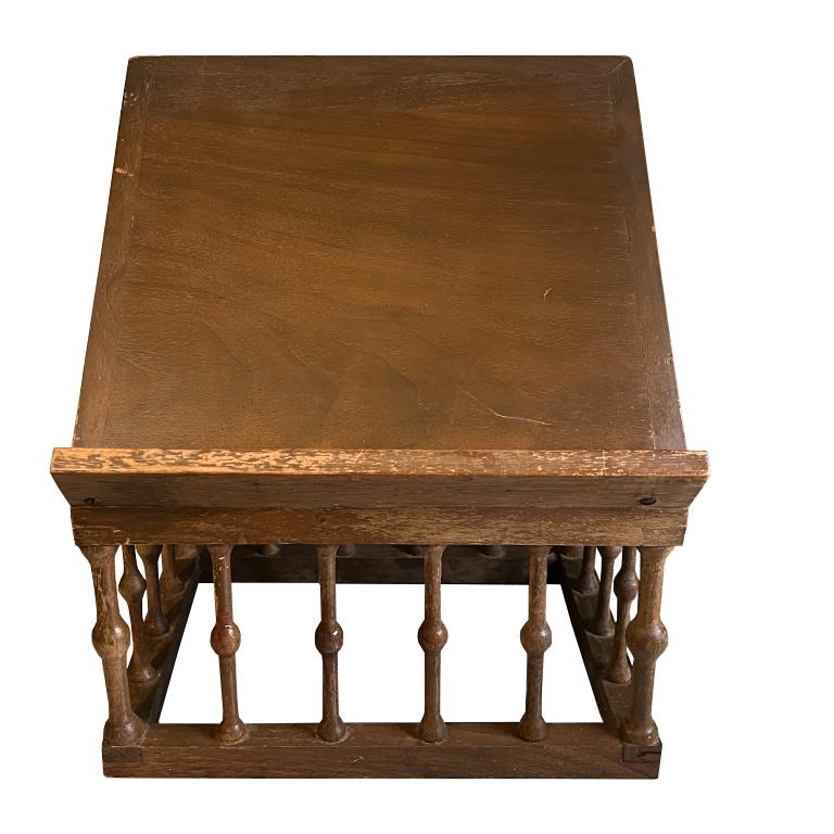 Sourced from the home of a Catholic priest in Oklahoma, this antique stick and ball book stand will be a fabulous addition to any room. The hand-turned stick and ball sides are created from solid wood and support a slanted wooden top perfect for a