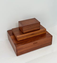 Antique Wood Vanity Jewelry Rectangular Lidded Boxes – Set of 3