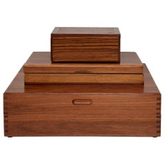 Antique Wood Vanity Jewelry Rectangular Lidded Boxes – Set of 3