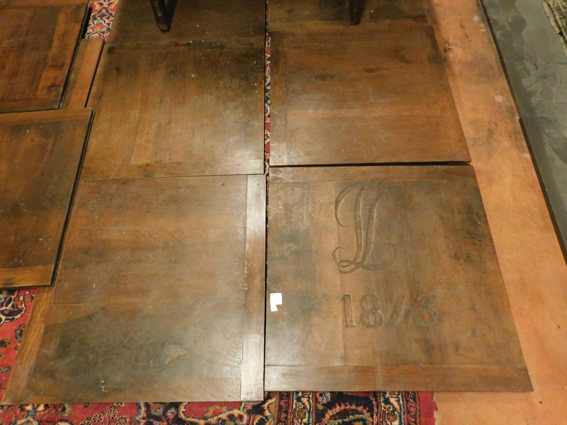 Italian Antique Wood Walnut Floor Dated 1843, Perfect and Original Patina