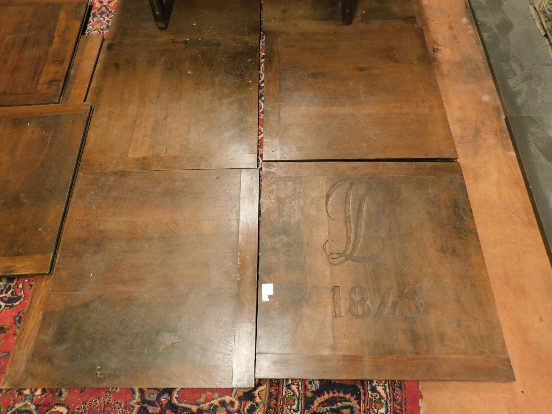 Antique Wood Walnut Floor Dated 1843, Perfect and Original Patina In Good Condition In Cuneo, Italy (CN)
