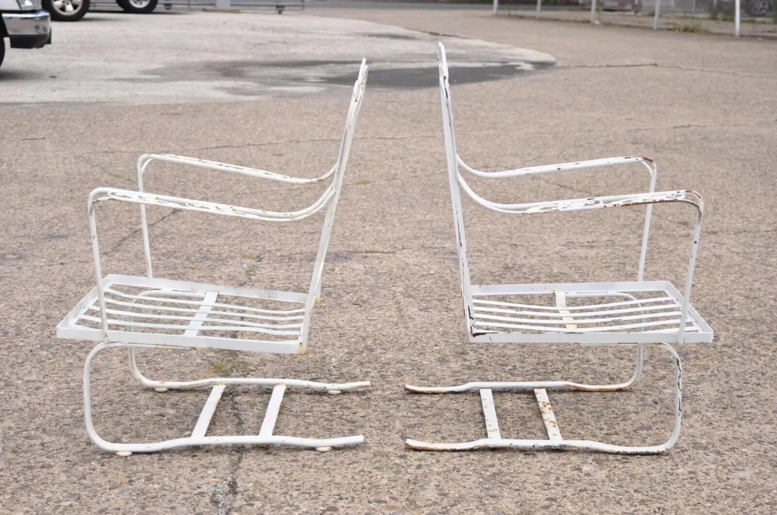 Antique Woodard Orleans Pattern Wrought Iron Patio Bouncer Lounge Chair - a Pair 6
