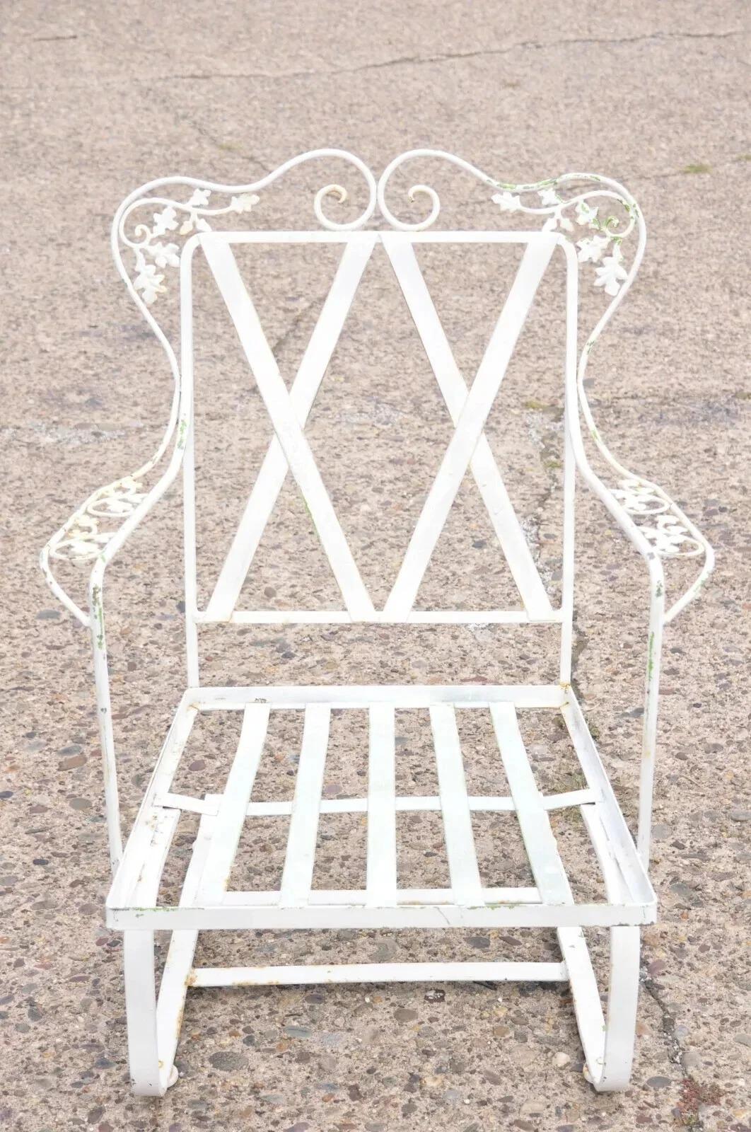 Unknown Antique Woodard Orleans Pattern Wrought Iron Patio Bouncer Lounge Chair - a Pair
