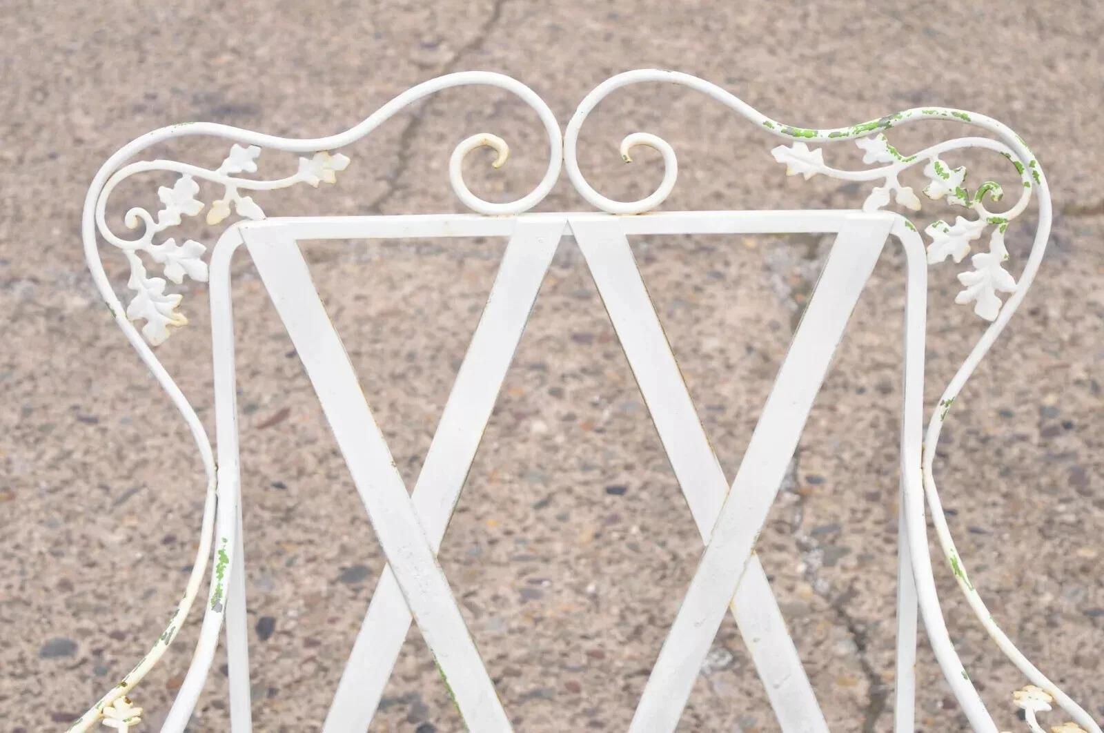 Antique Woodard Orleans Pattern Wrought Iron Patio Bouncer Lounge Chair - a Pair In Good Condition In Philadelphia, PA