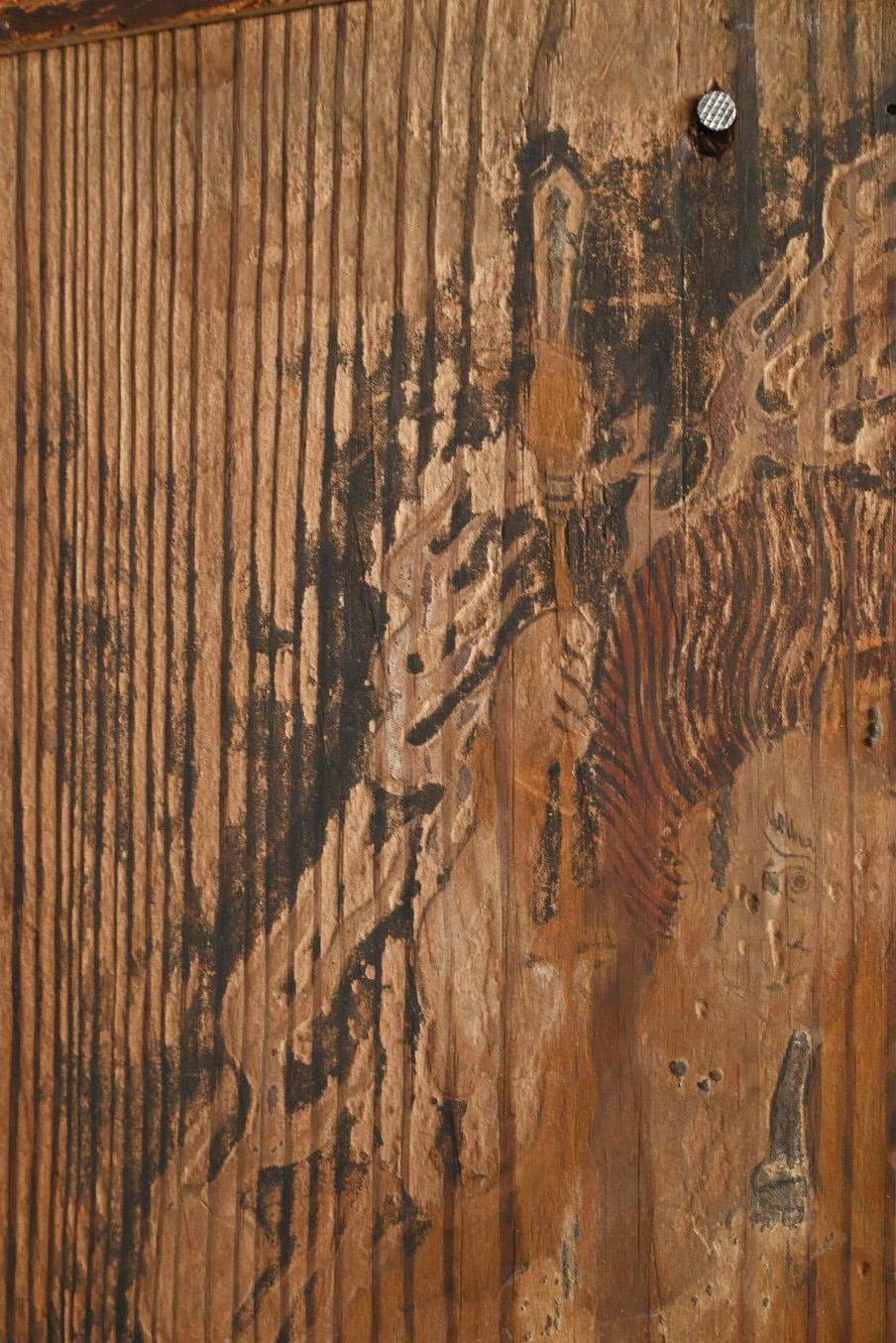 Antico dipinto su blocco di legno raffigurante un re Myo-o/dipinti del periodo Edo/decorazioni murali 3