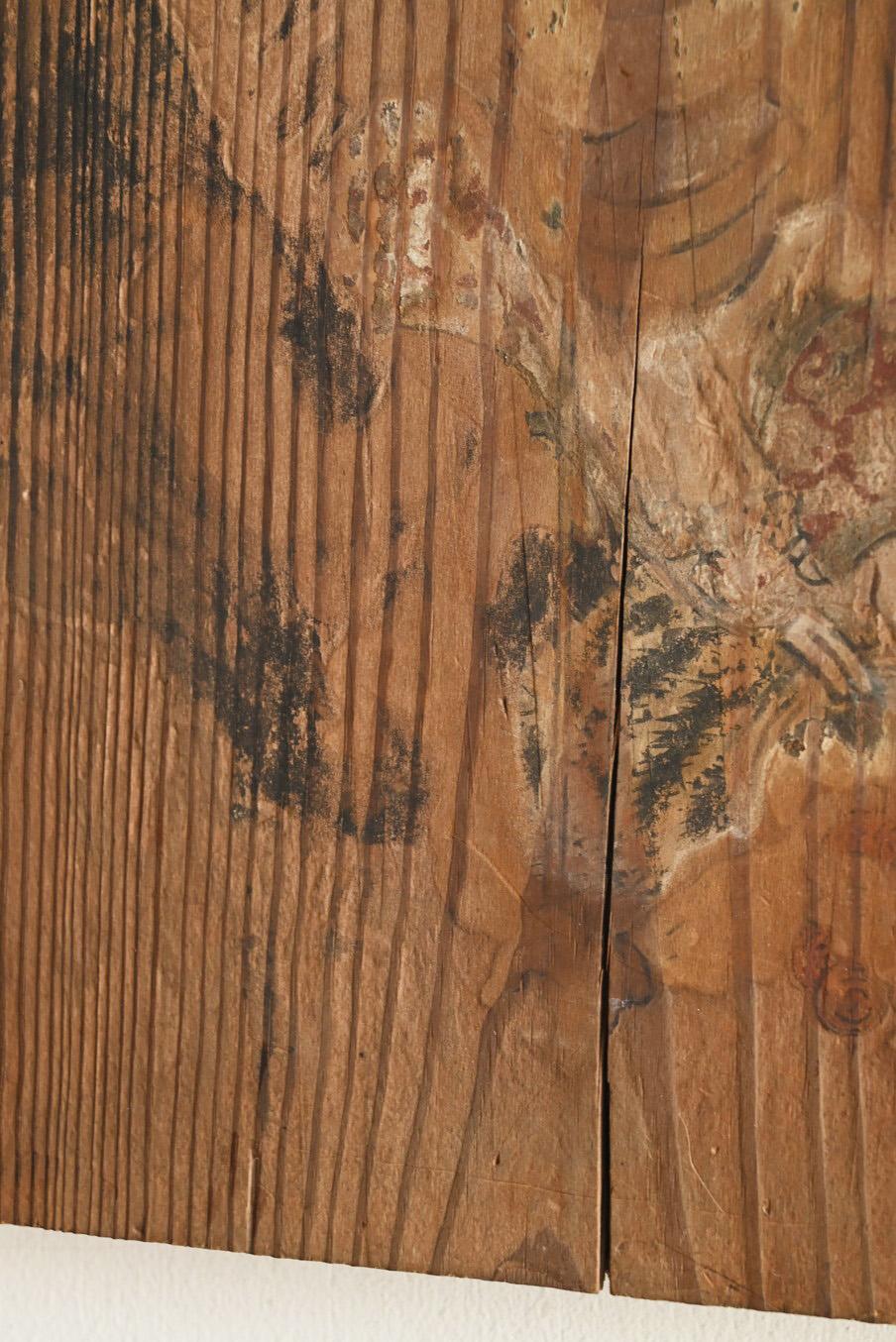 Antico dipinto su blocco di legno raffigurante un re Myo-o/dipinti del periodo Edo/decorazioni murali 5