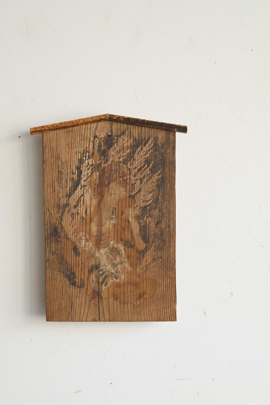 Dipinto a mano Antico dipinto su blocco di legno raffigurante un re Myo-o/dipinti del periodo Edo/decorazioni murali