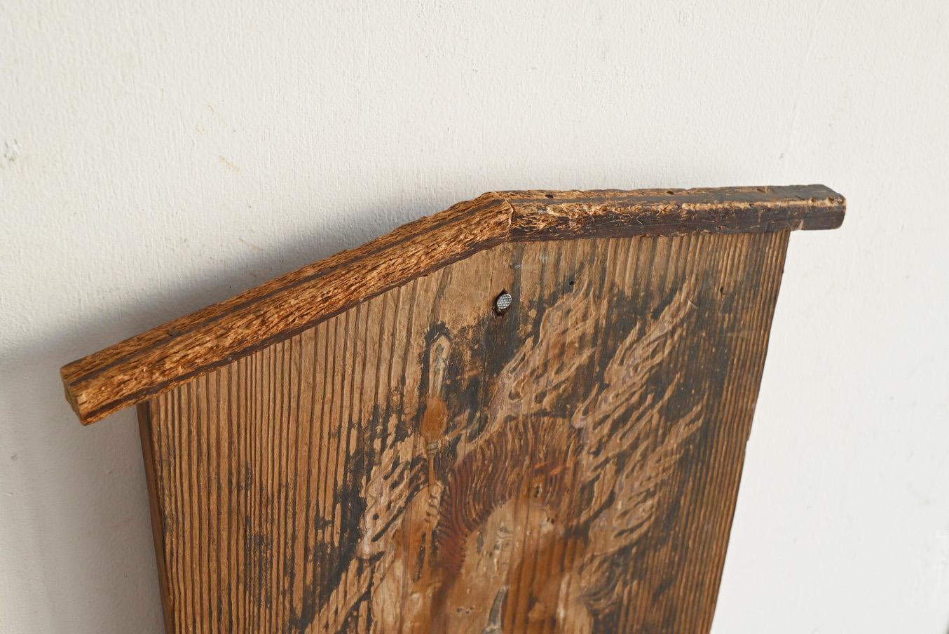 Antico dipinto su blocco di legno raffigurante un re Myo-o/dipinti del periodo Edo/decorazioni murali 1