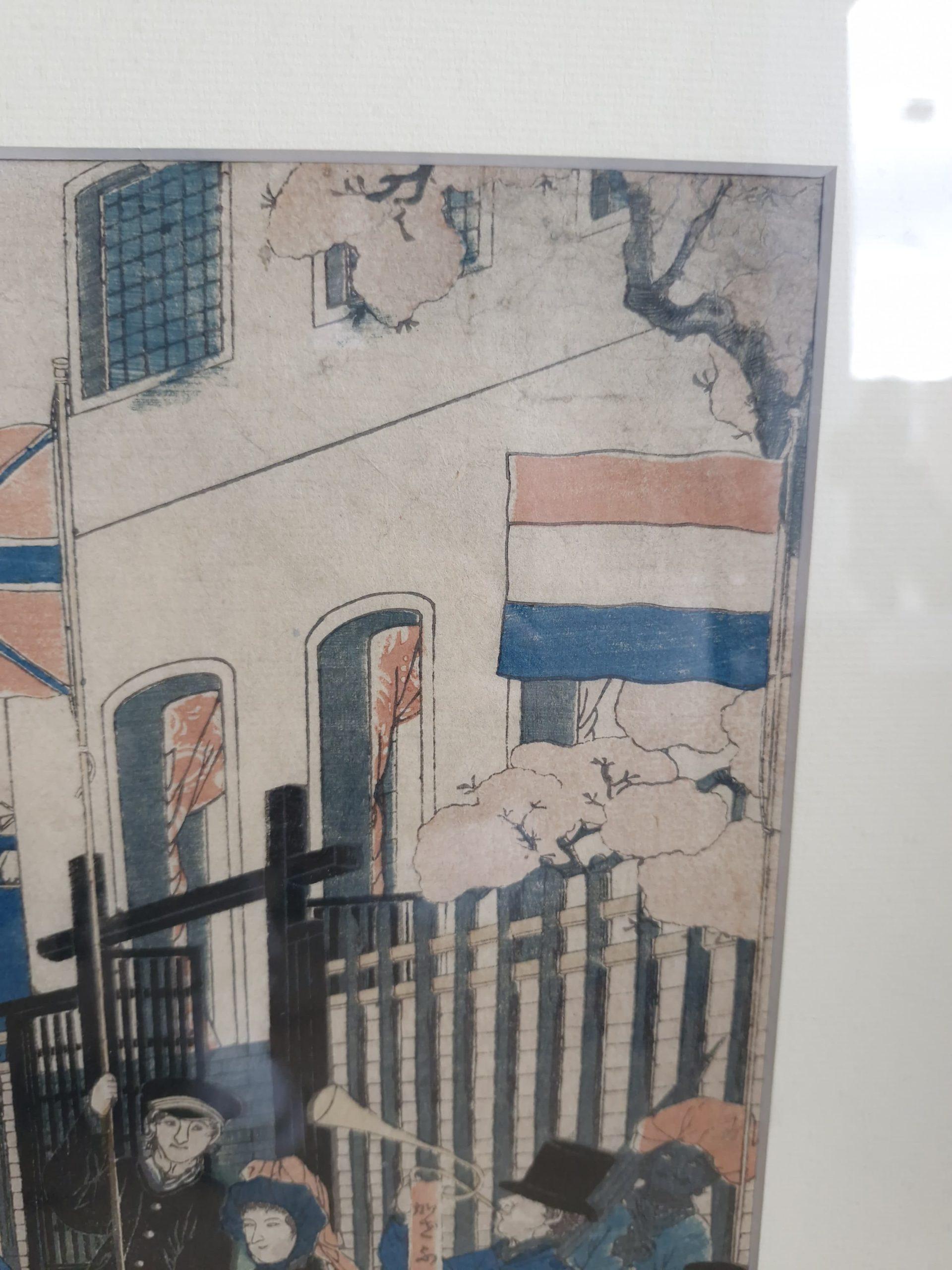 Antiker Holzschnitt von Utagawa Sadahide, Prozession von Menschen aus 5 Ländern (Edo) im Angebot