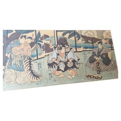 Antike Kabuki-Schauspieler mit Holzschnitt aus der Edo-Periode – Utagawa Kuniyoshi