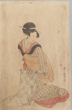 Antique Woodblock Print - Kitagawa Utamuro - Nyobo No Aiko, 19th Cenutury