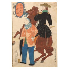 Antique Woodblock Print, People from Foreign Lands: American and Chinese, 1861