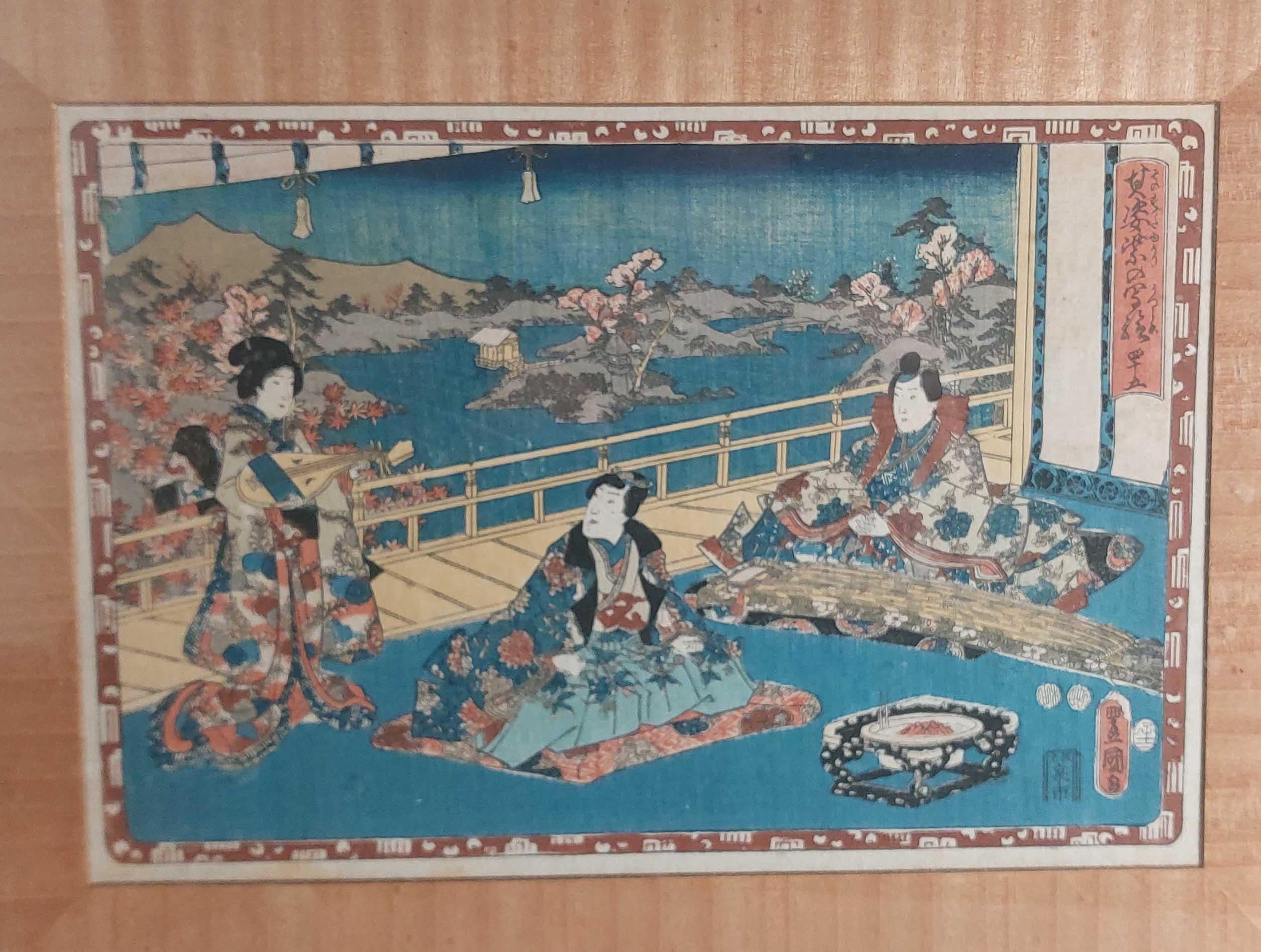 Cinese Stampa antica su legno Ukiyo-e Kunisada UTAGAWA (1786-1865) - 