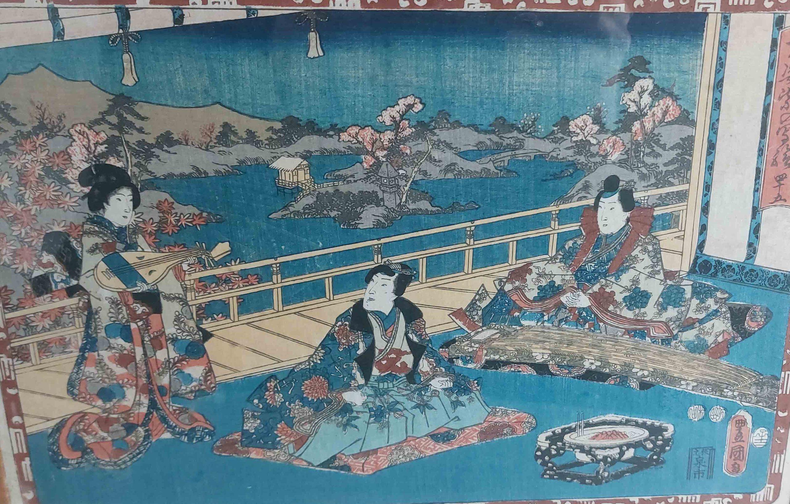 XIX secolo Stampa antica su legno Ukiyo-e Kunisada UTAGAWA (1786-1865) - 
