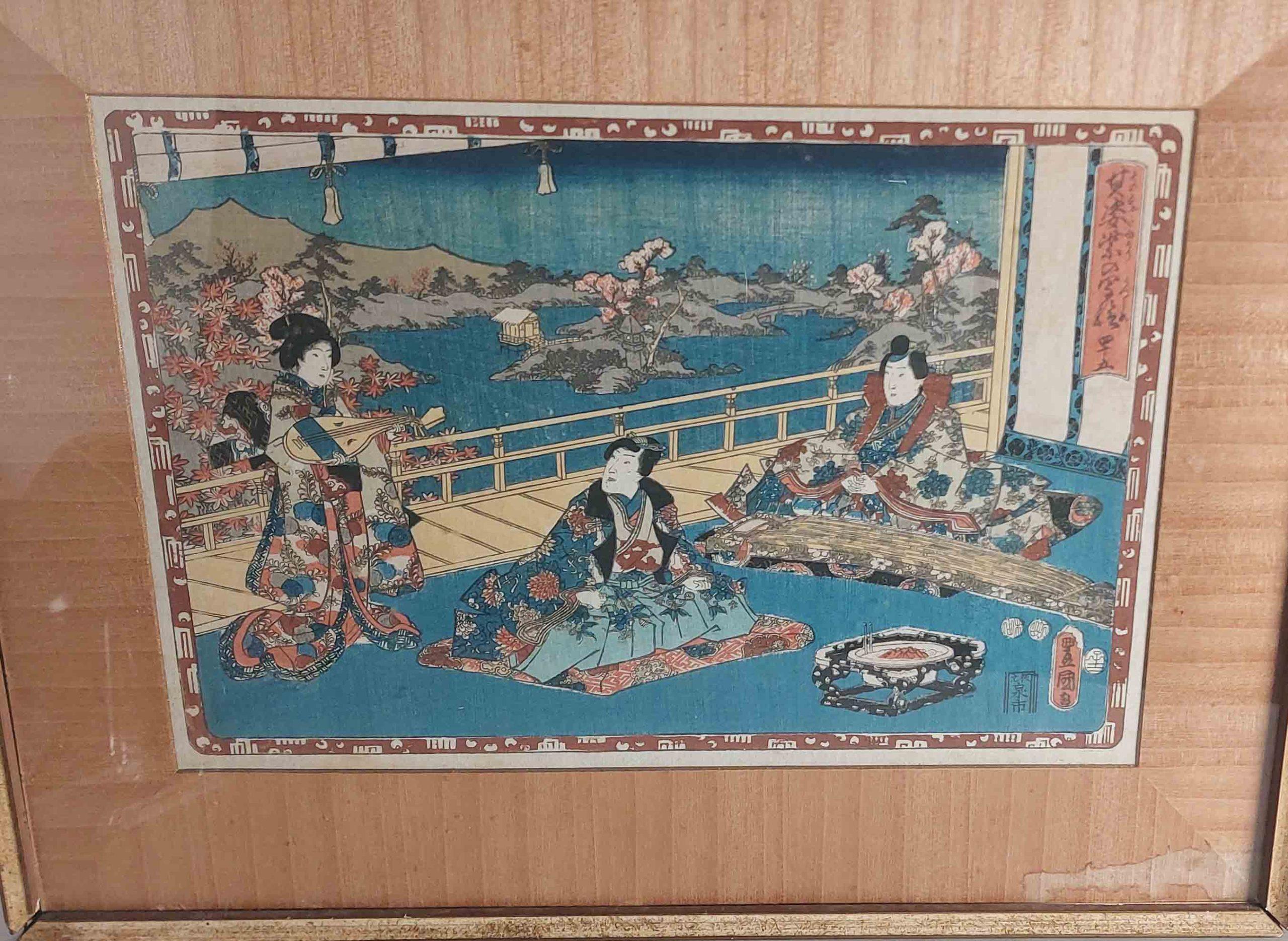 Bronzo Stampa antica su legno Ukiyo-e Kunisada UTAGAWA (1786-1865) - 