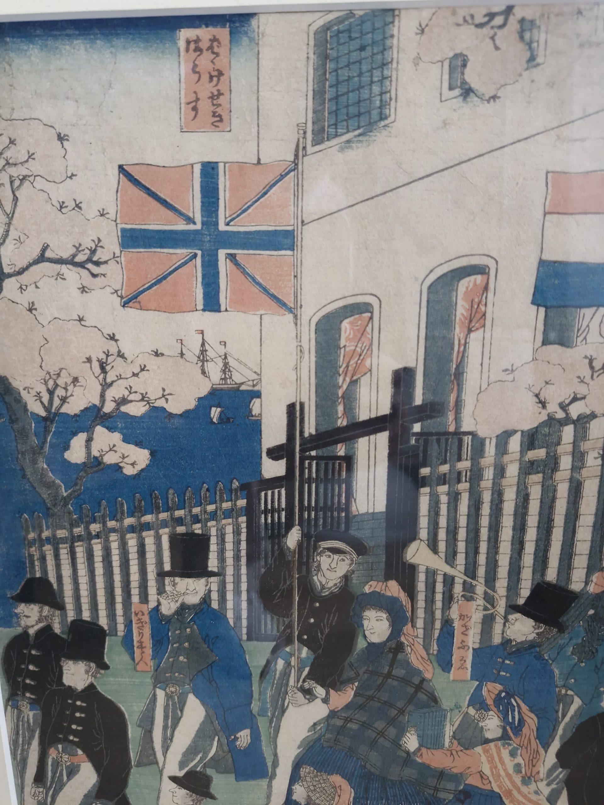 Stampa antica su blocco di legno Utagawa Sadahide (giapponese, 1807 - 1873 circa). Processione in vendita 8