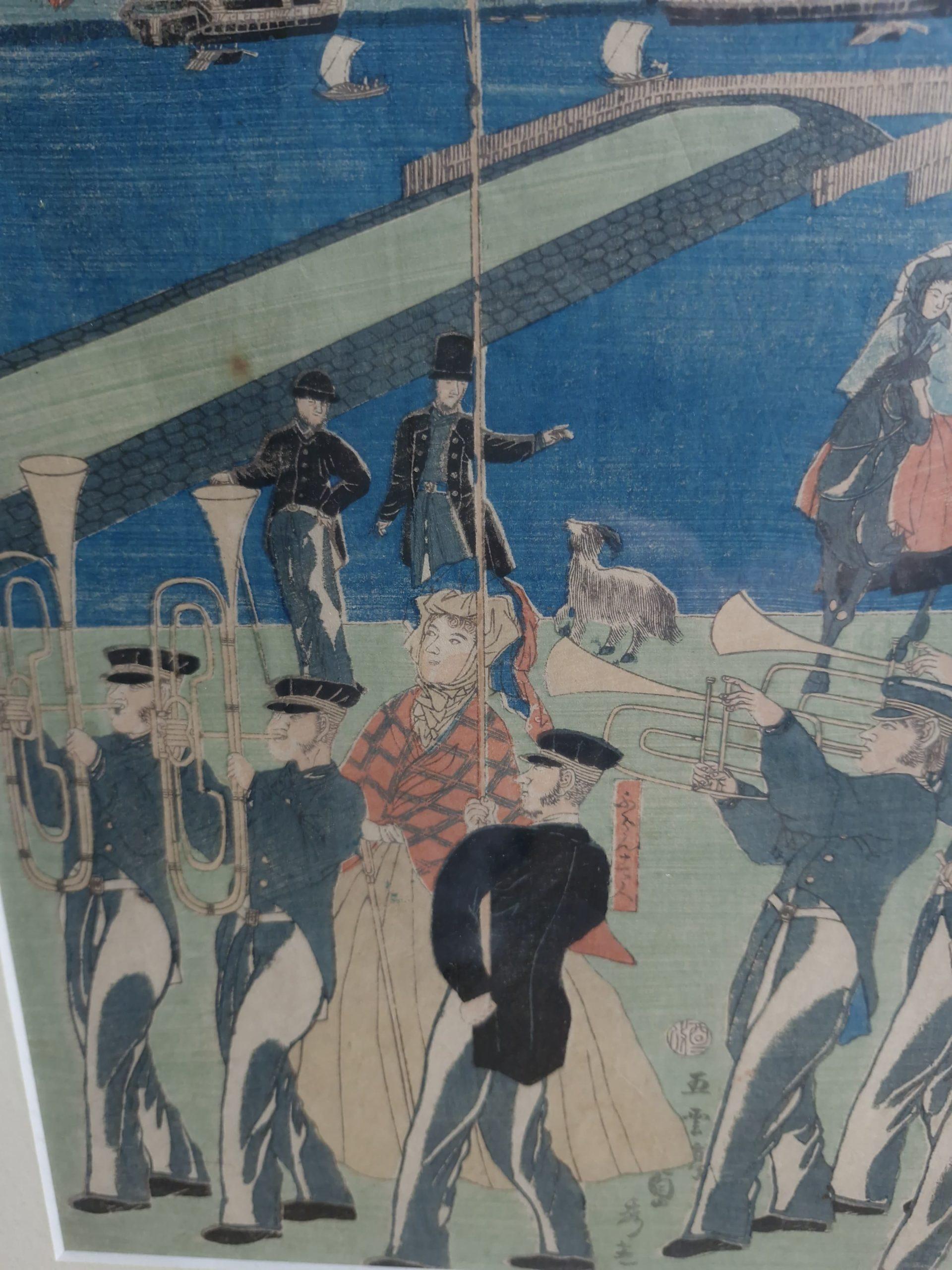 Cinese Stampa antica su blocco di legno Utagawa Sadahide (giapponese, 1807 - 1873 circa). Processione in vendita