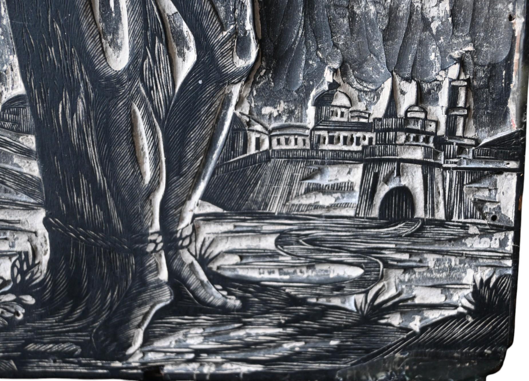 Altro Antico piatto da stampa su legno - San Sebastiano (1690-1750 circa) in vendita