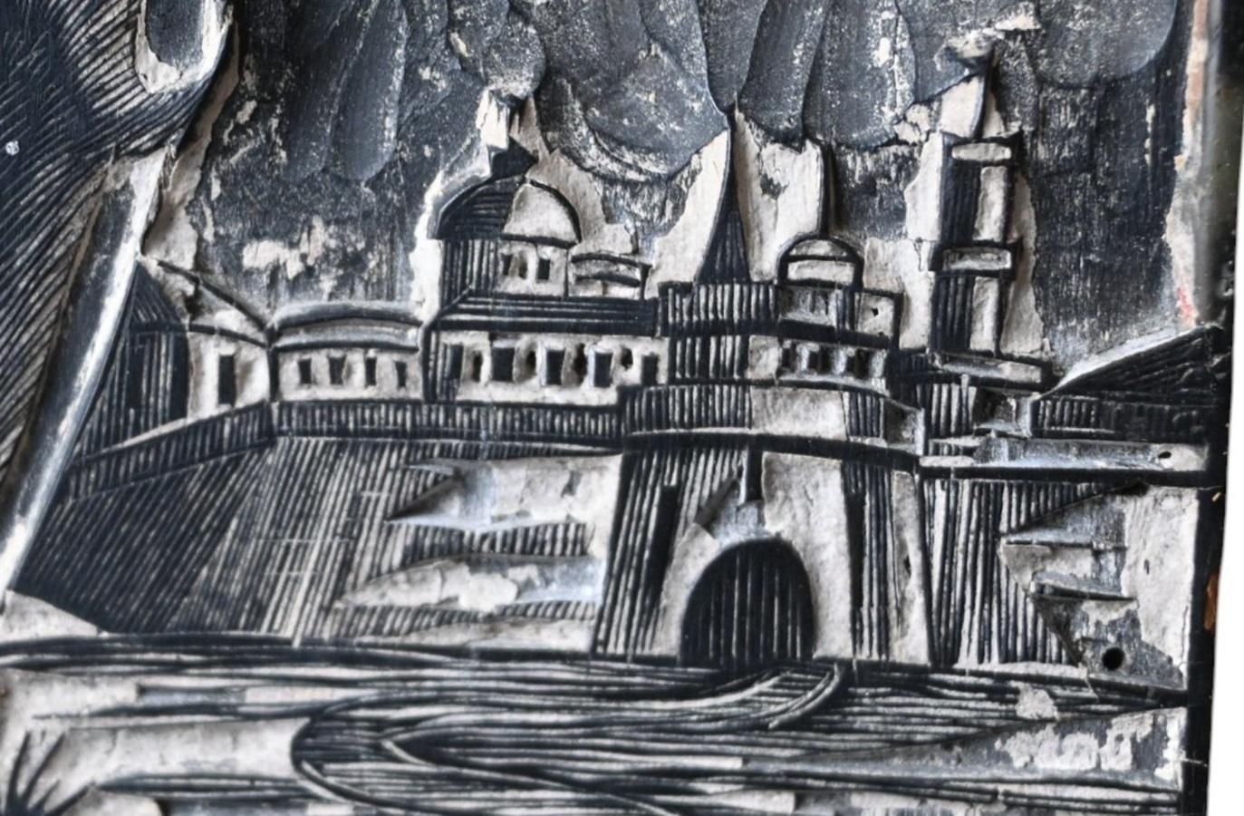 Antico piatto da stampa su legno - San Sebastiano (1690-1750 circa) In condizioni buone in vendita a Bilzen, BE
