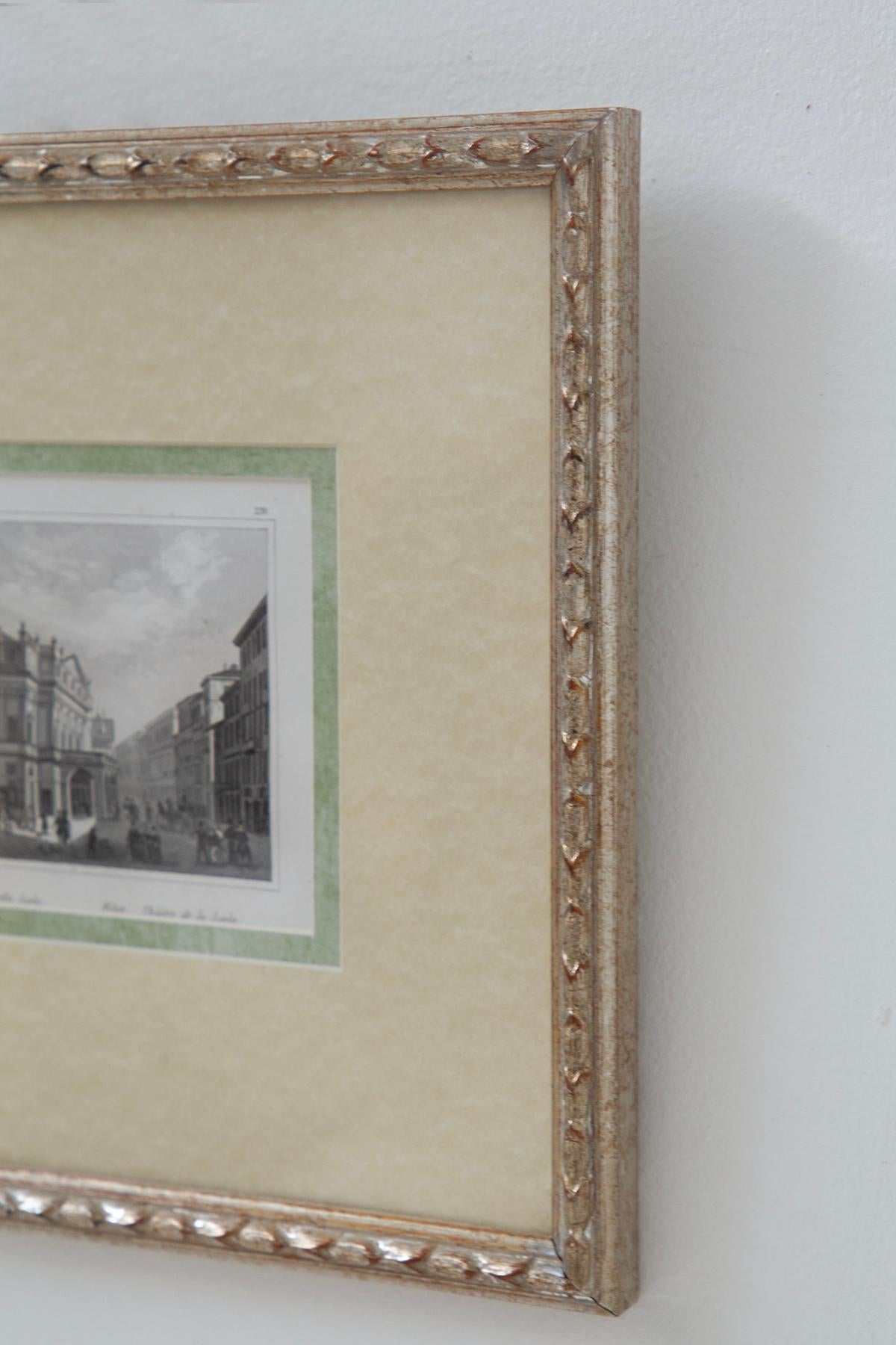 Mid-19th Century Gravure sur bois ancienne (xylographie) représentant le Teatro della Scala à Milan en vente