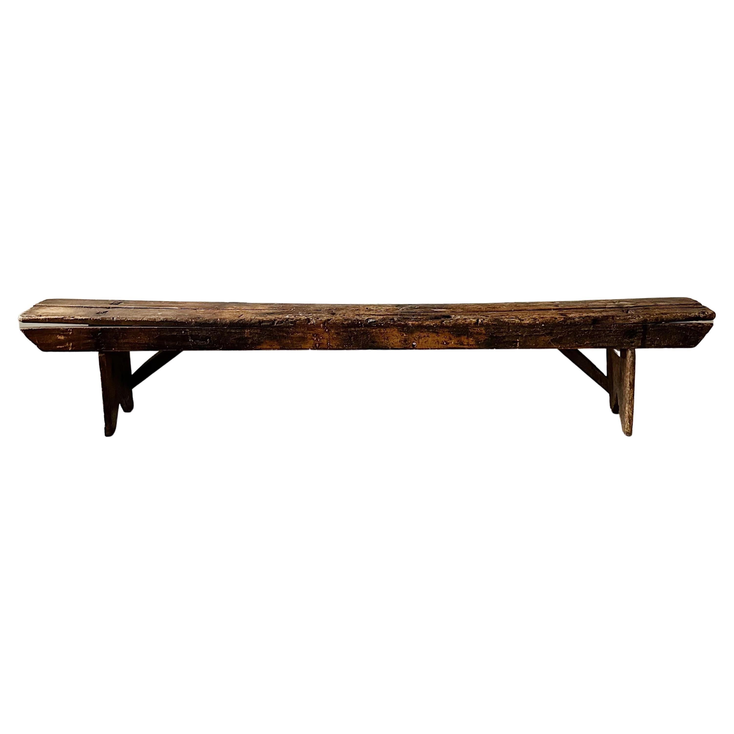American Federal Antique Long Wooden Bench at 1stDibs