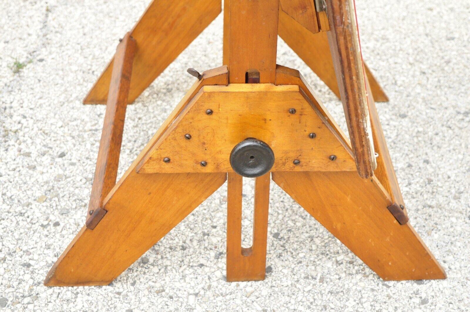 Antique Wooden Adjustable Drafting Table Artist Desk Cast Iron Hardware 4