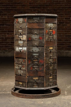 Antique Wooden American Bolt and Screw Cabinet